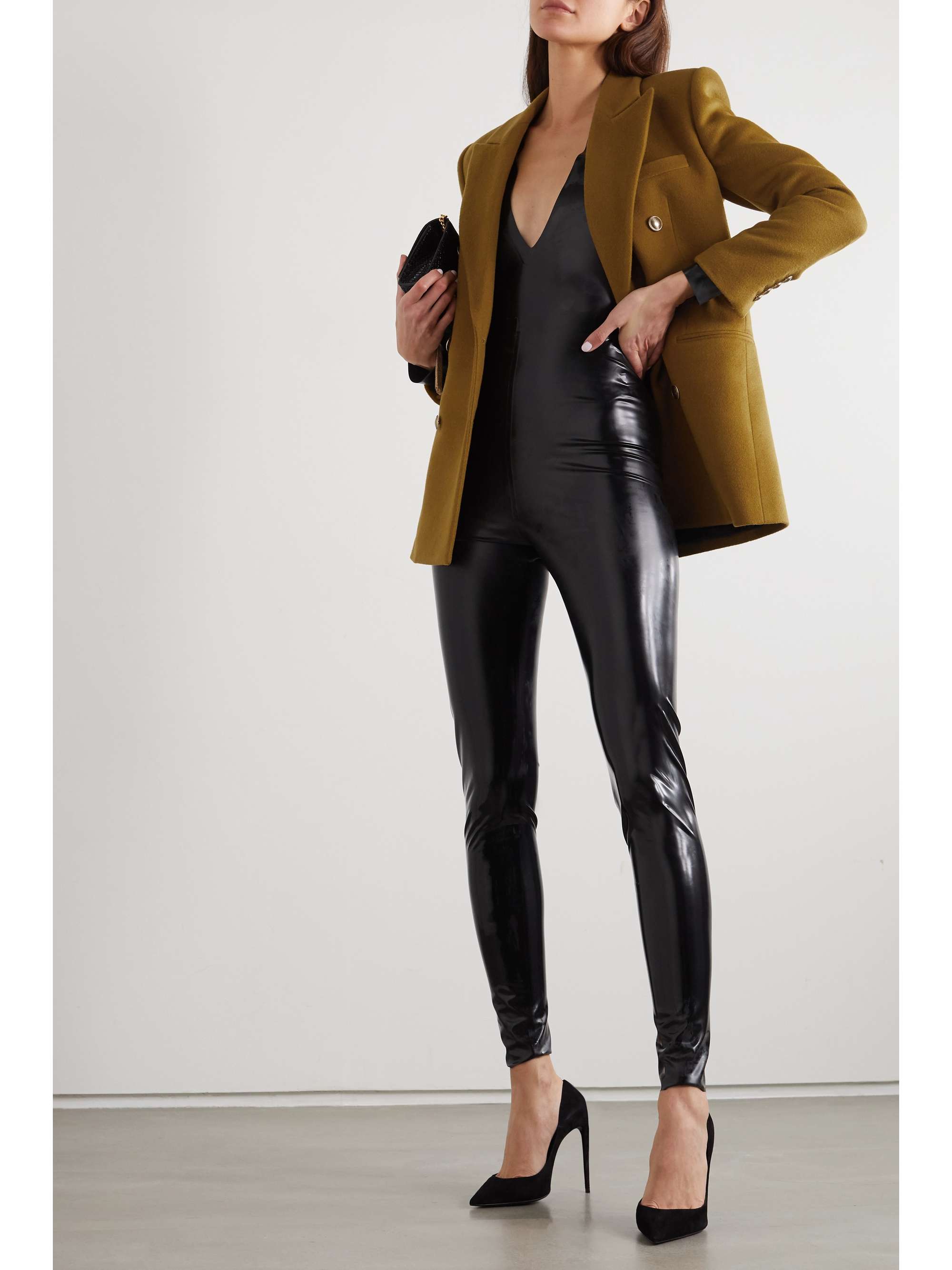SAINT LAURENT Double-breasted wool and cashmere-blend felt blazer