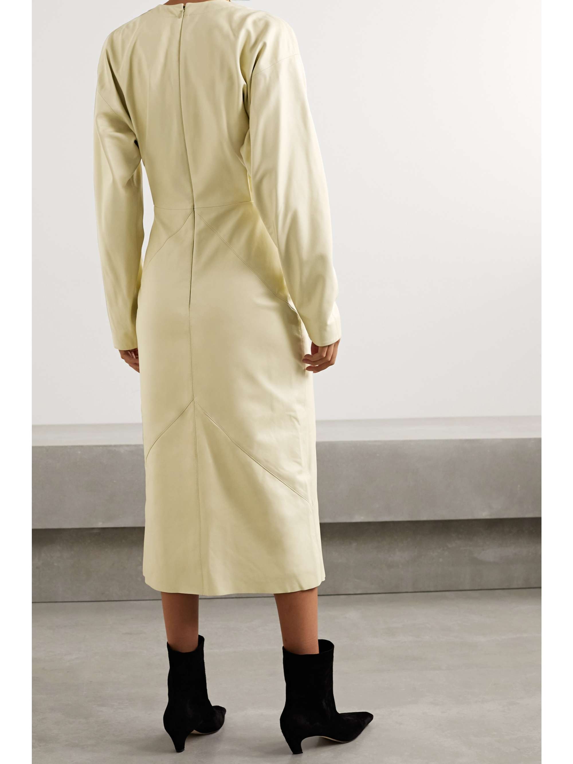 ISABEL MARANT Lazuli wrap-effect paneled leather midi dress