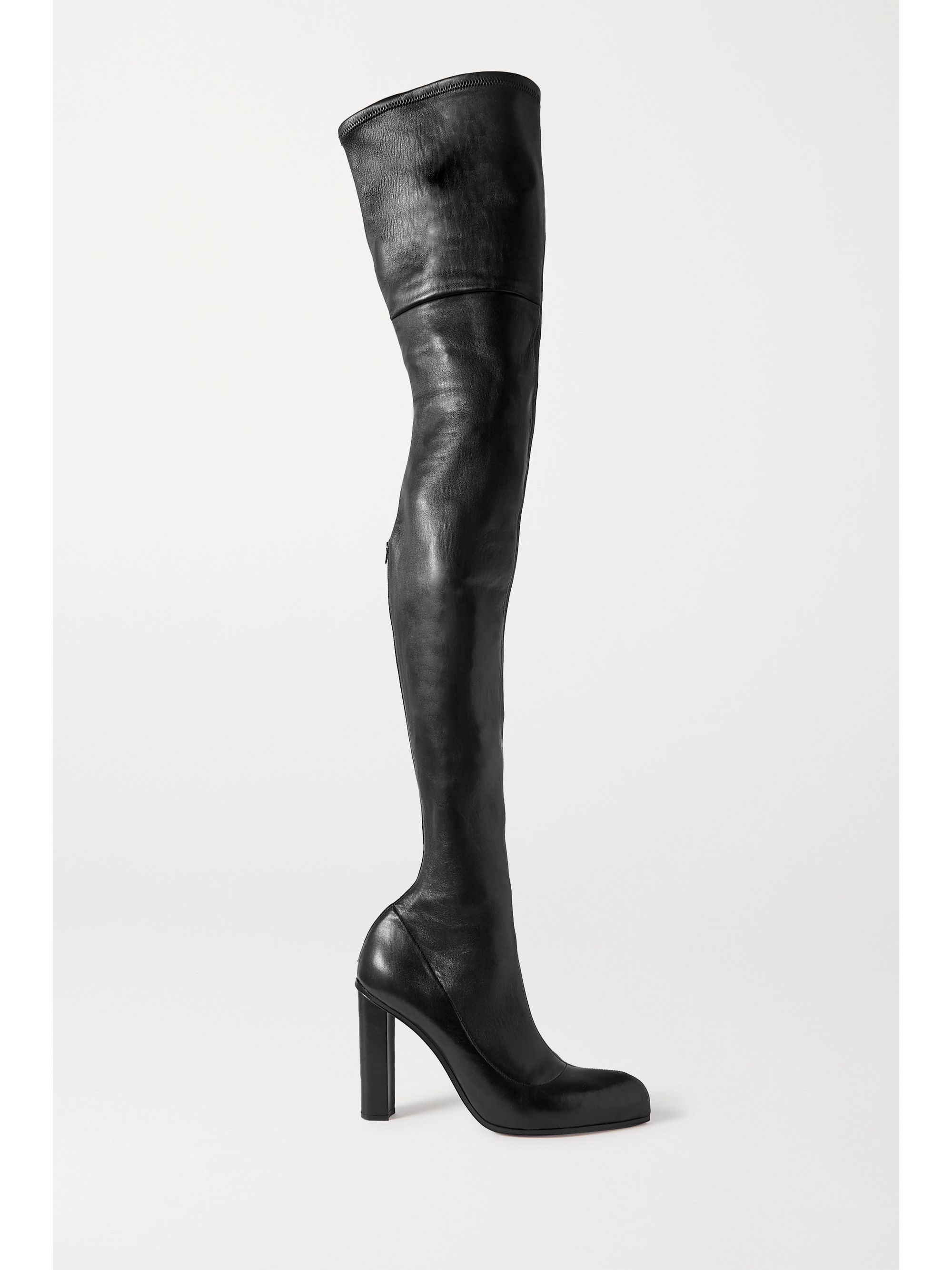 Black leather over the knee high boots Clearance