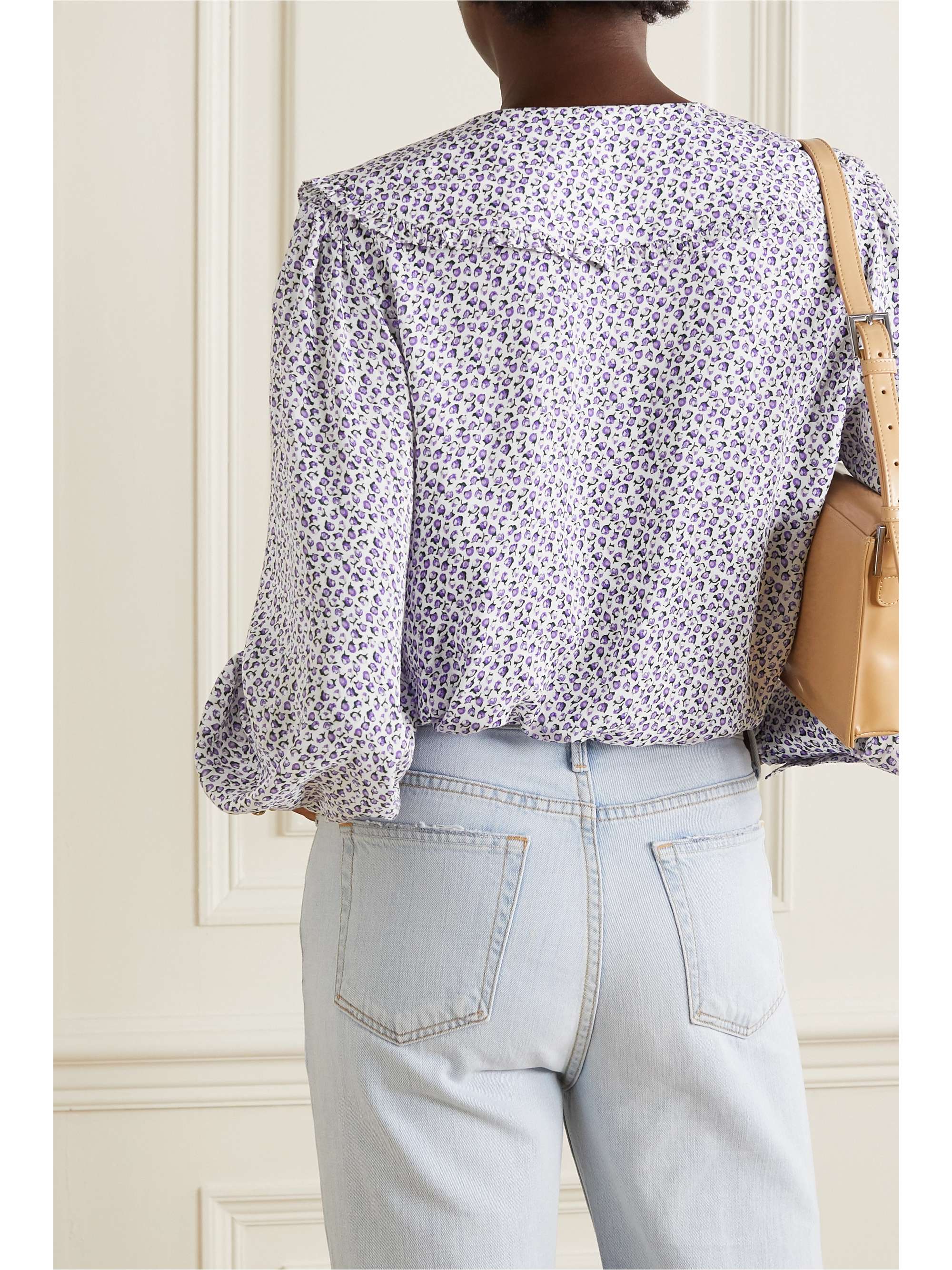 RIXO Misha ruffled floral-print woven blouse