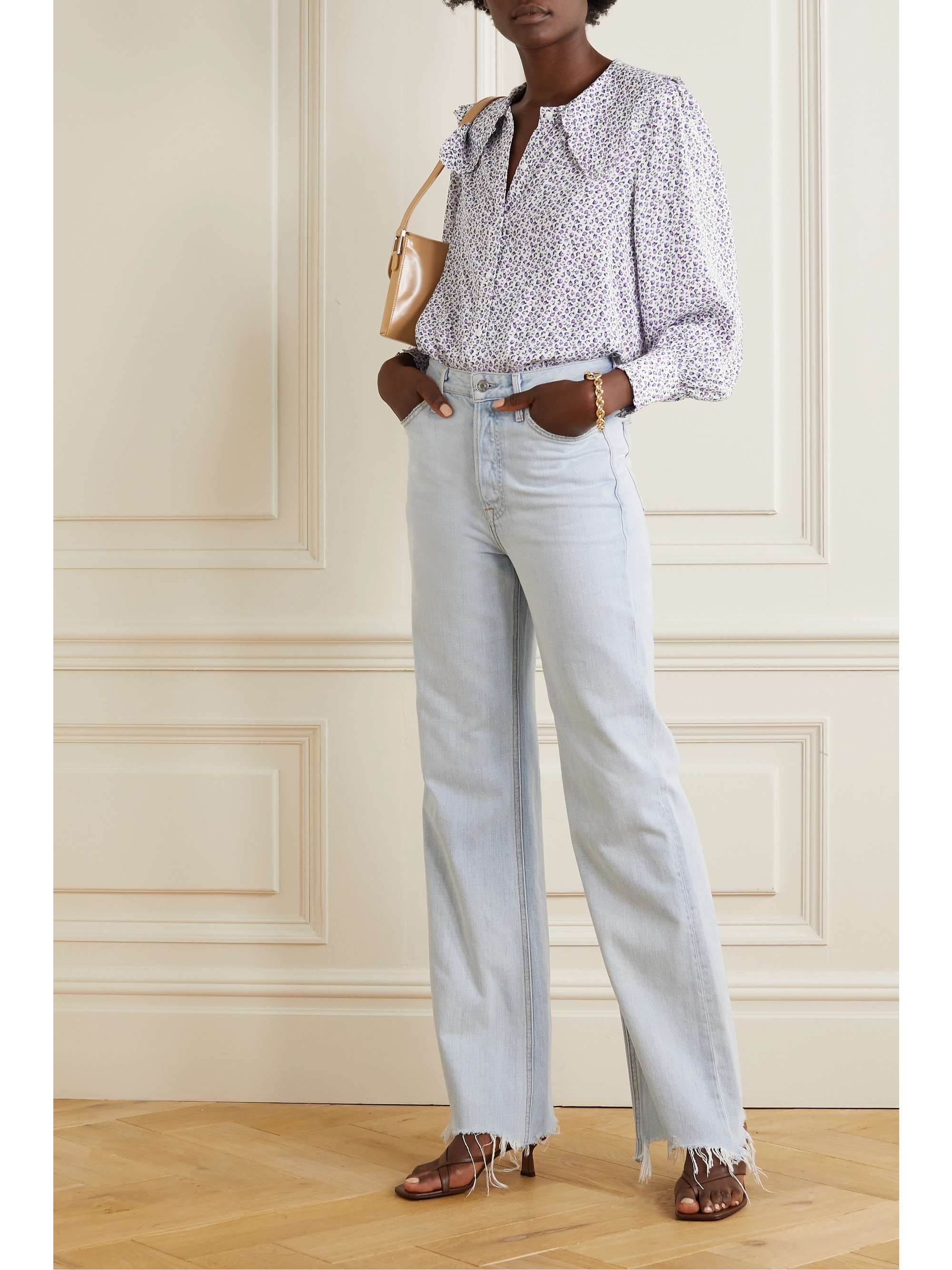 RIXO Misha ruffled floral-print woven blouse