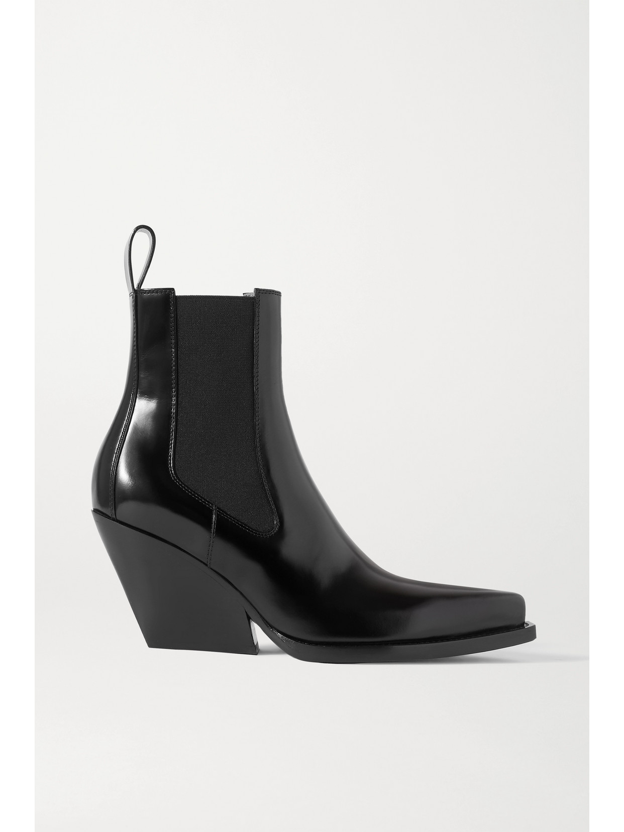 BOTTEGA VENETA GLOSSED-LEATHER ANKLE BOOTS