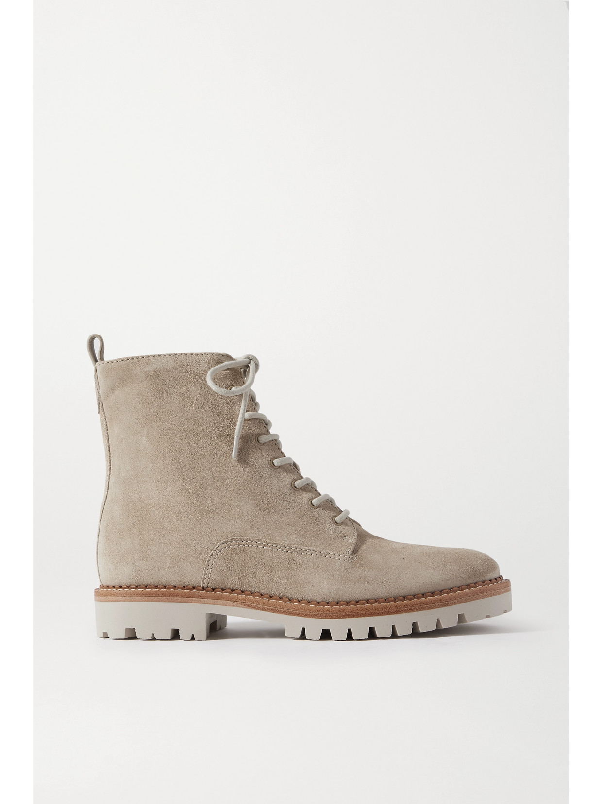 Vince Cabria Suede Water-repellant Combat Boots In White