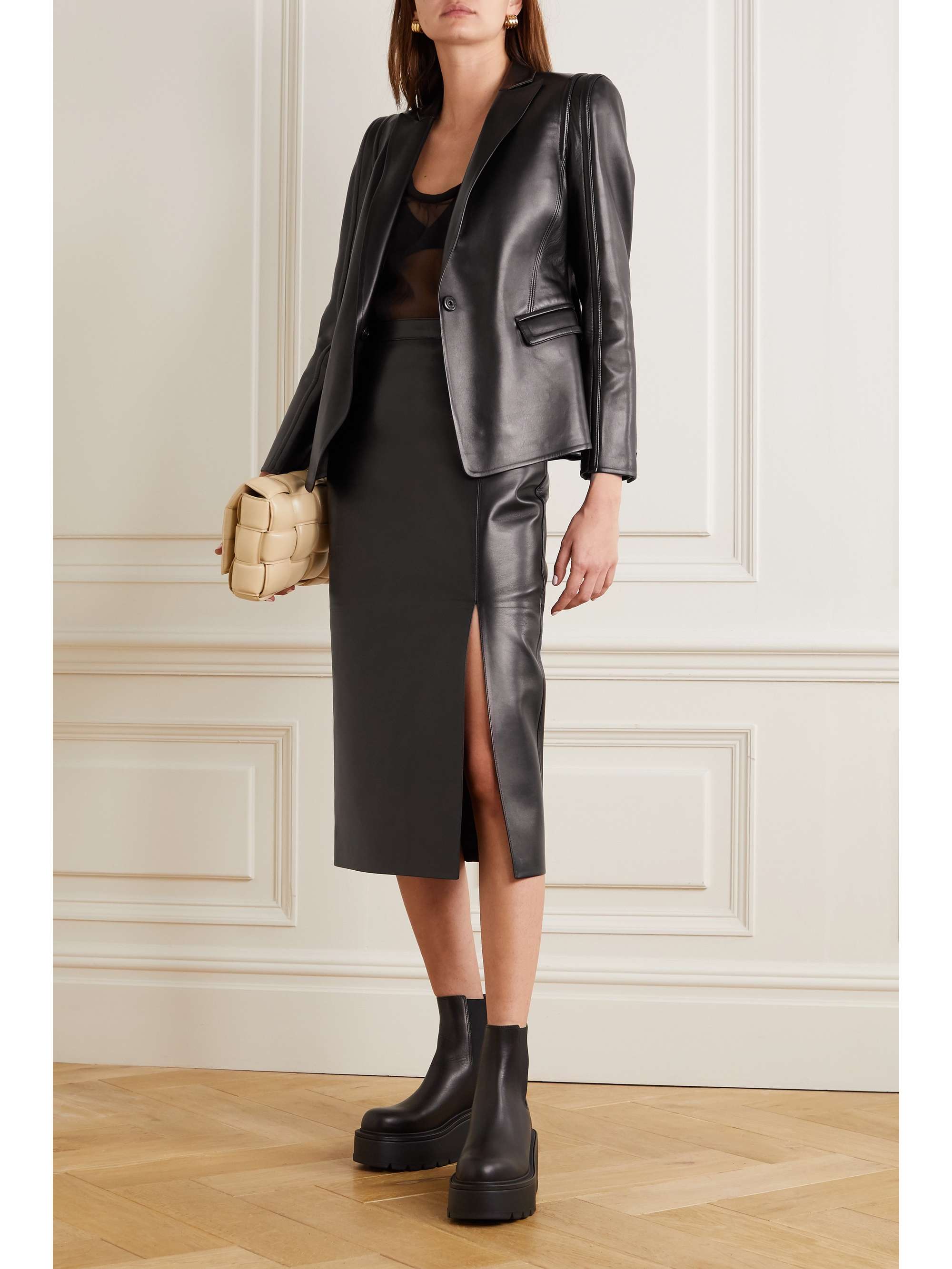 valentino leather skirt