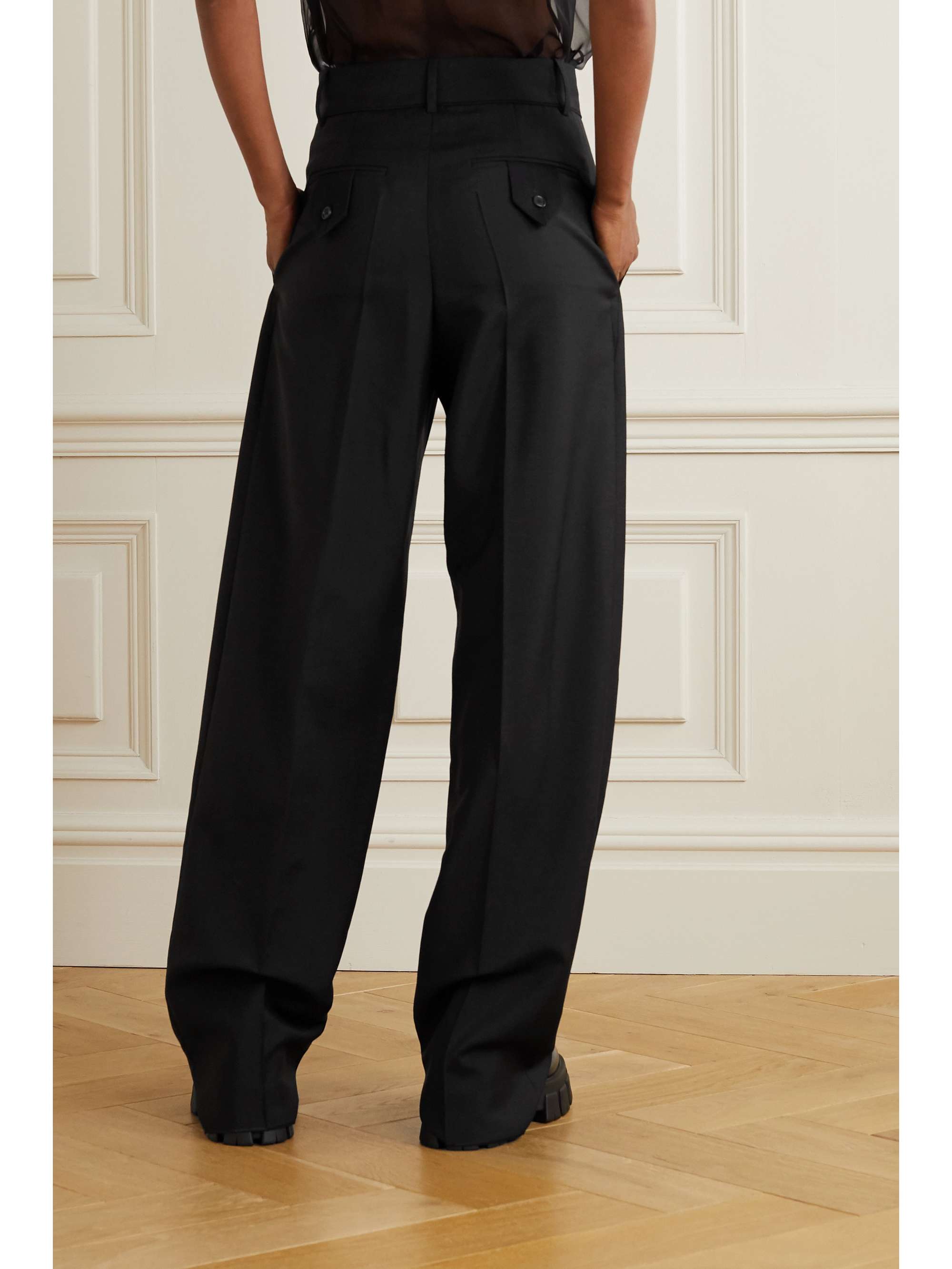 VALENTINO GARAVANI Pleated mohair and wool-blend wide-leg pants