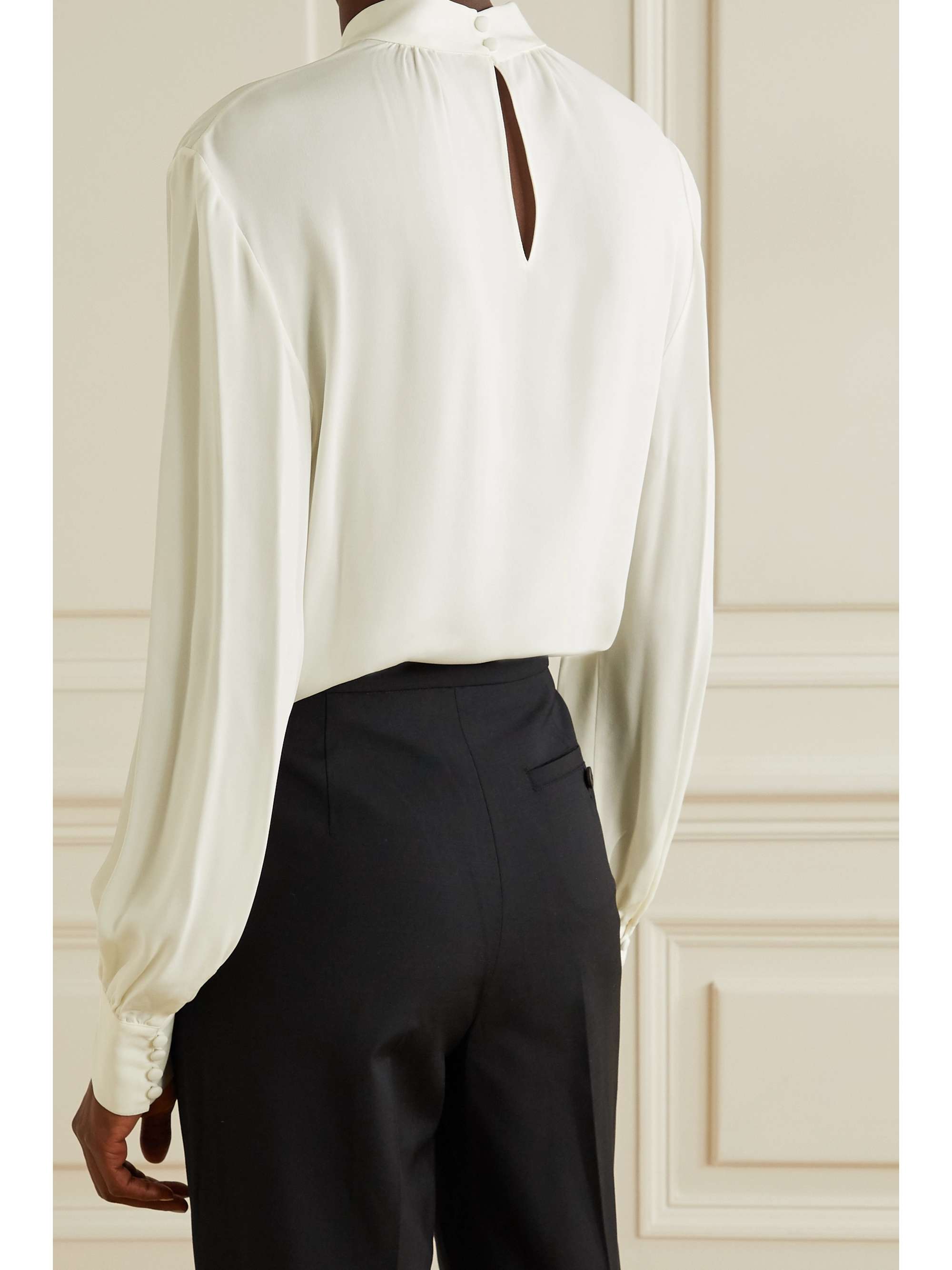 THEORY Cutout silk crepe de chine blouse