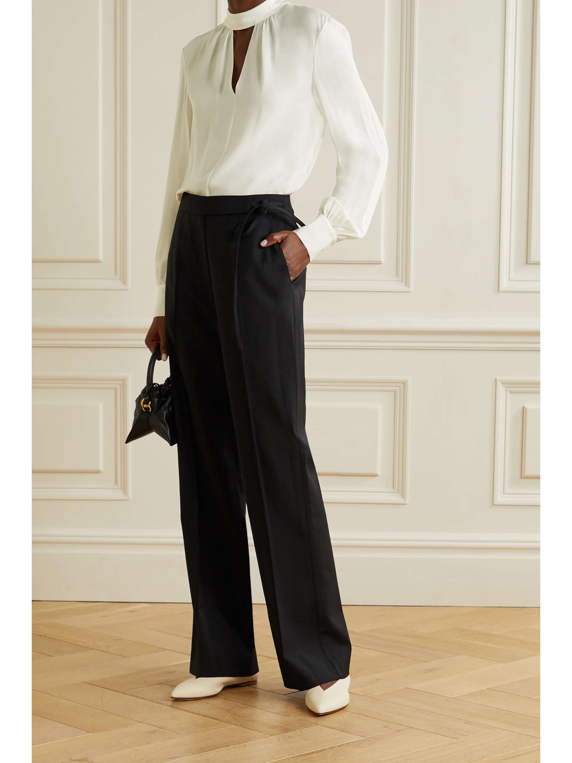 THEORY Cutout silk crepe de chine blouse