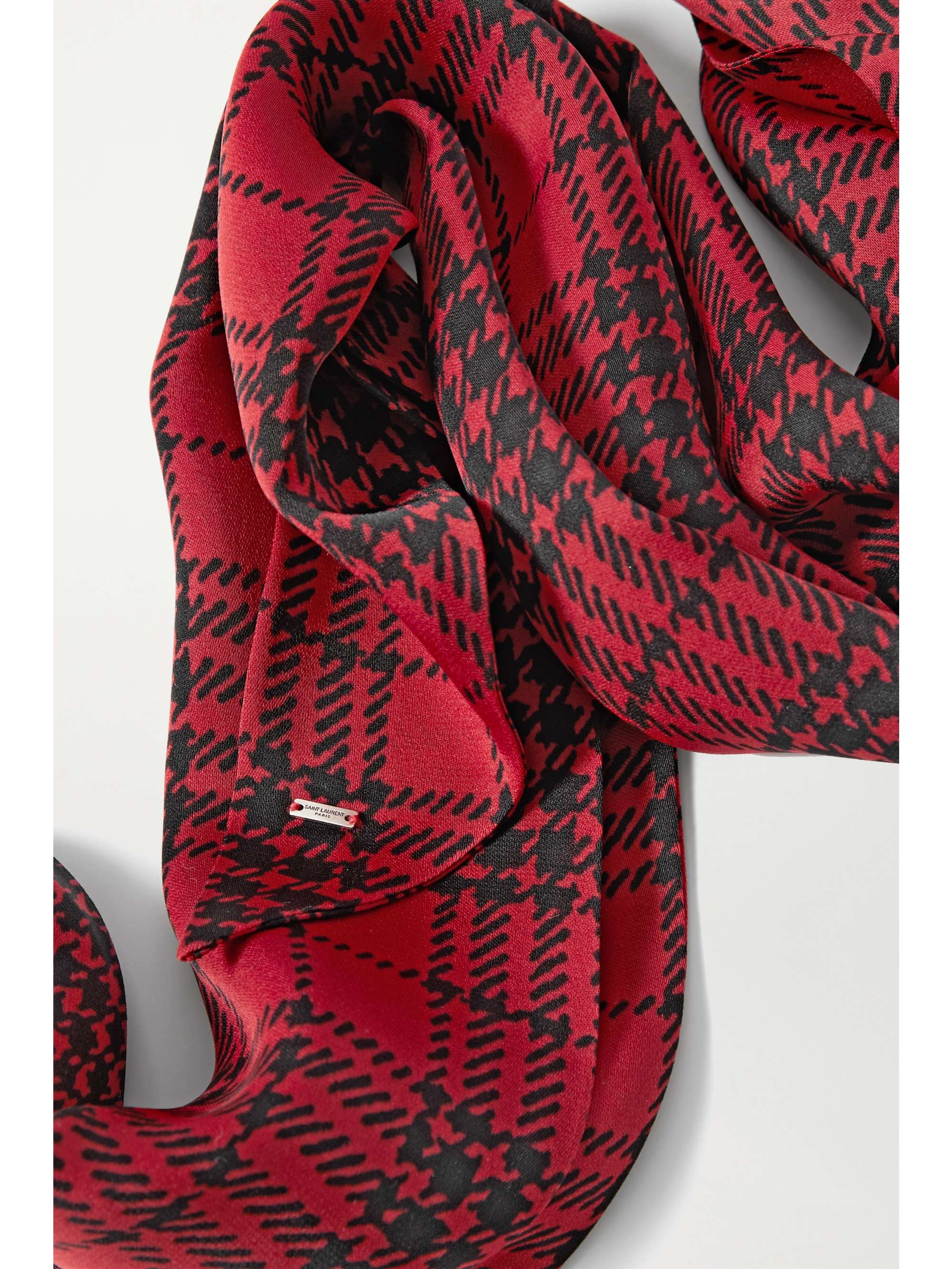 SAINT LAURENT Checked silk scarf