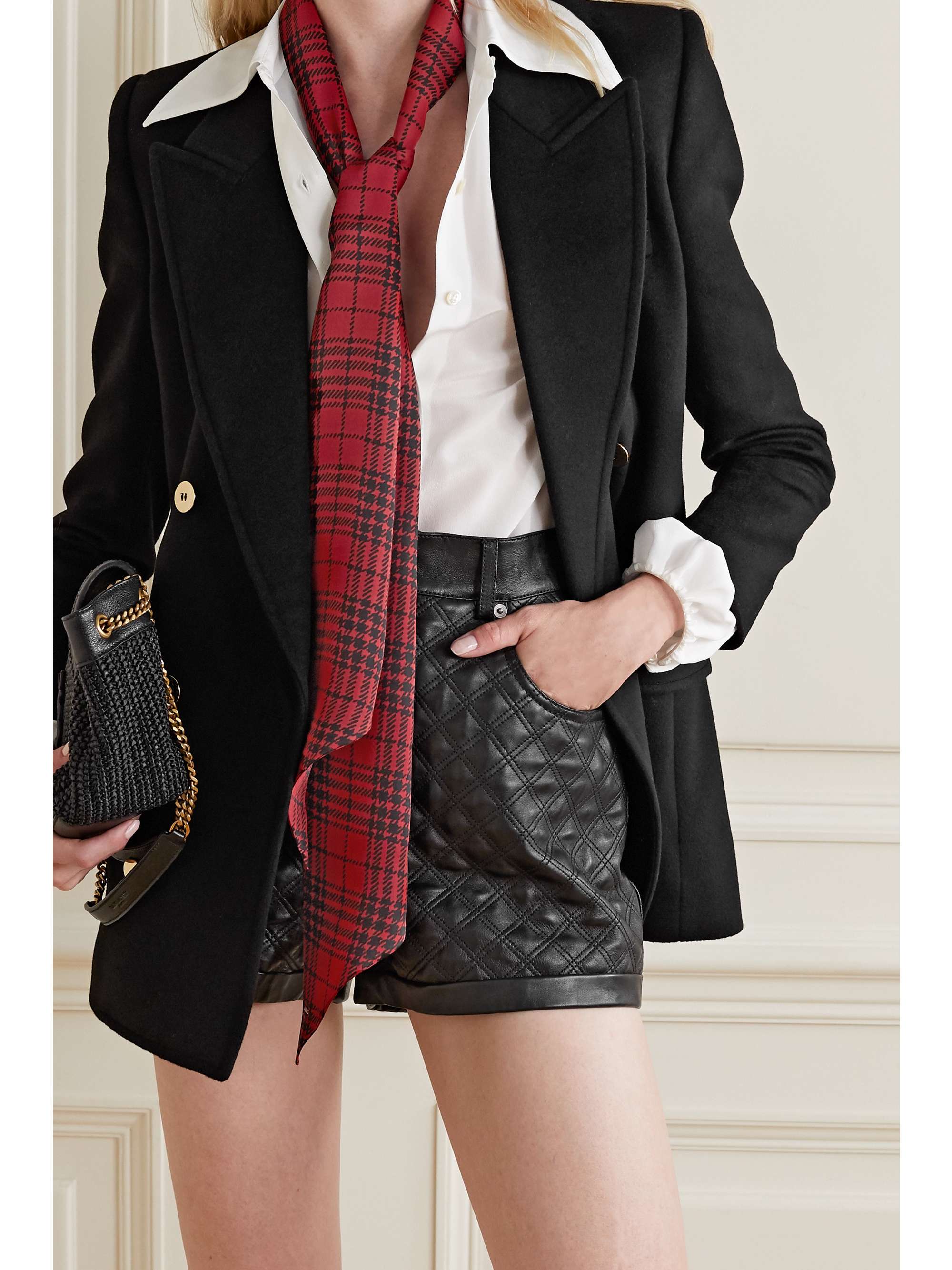 SAINT LAURENT Checked silk scarf
