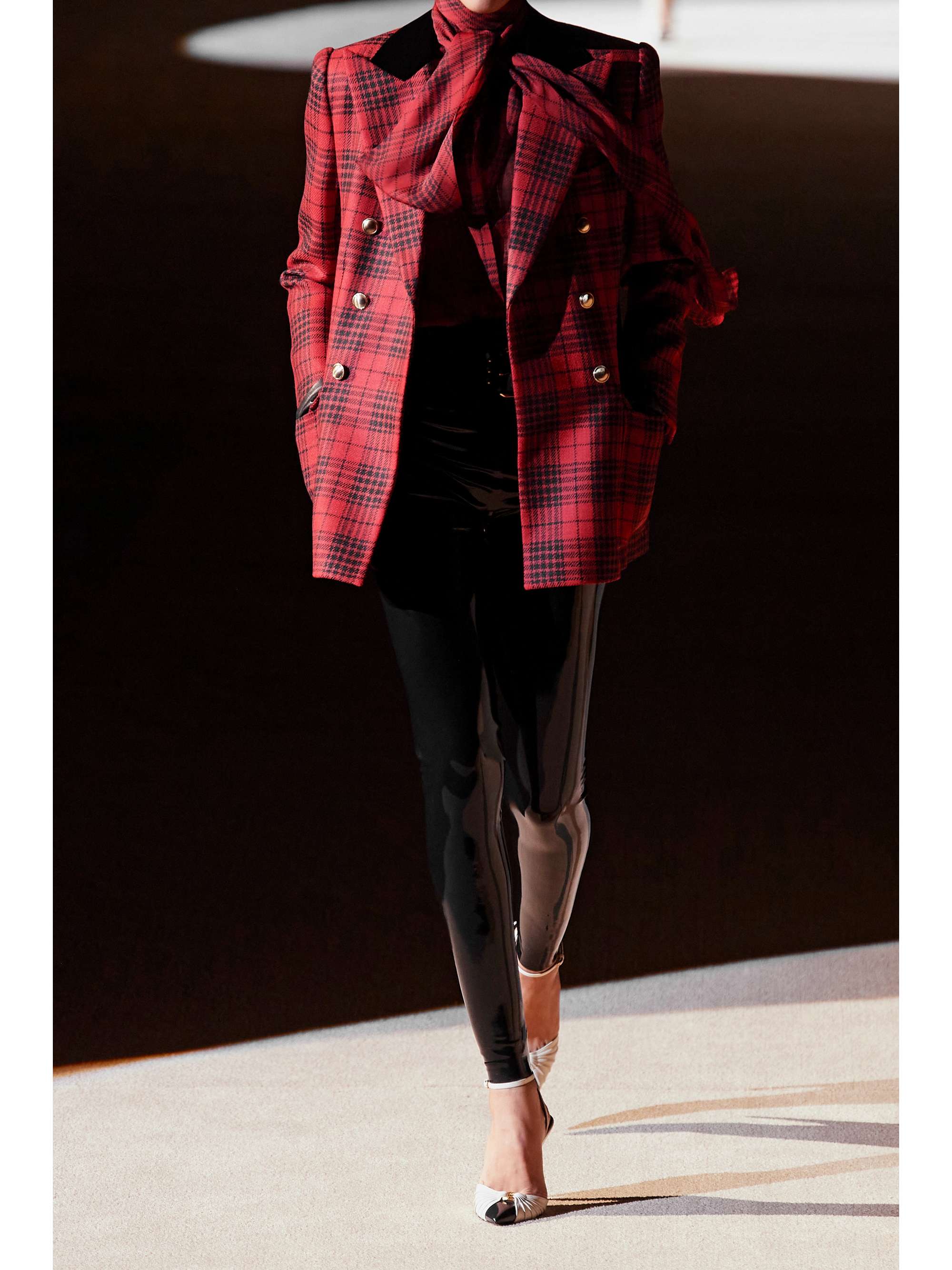 SAINT LAURENT Checked silk scarf