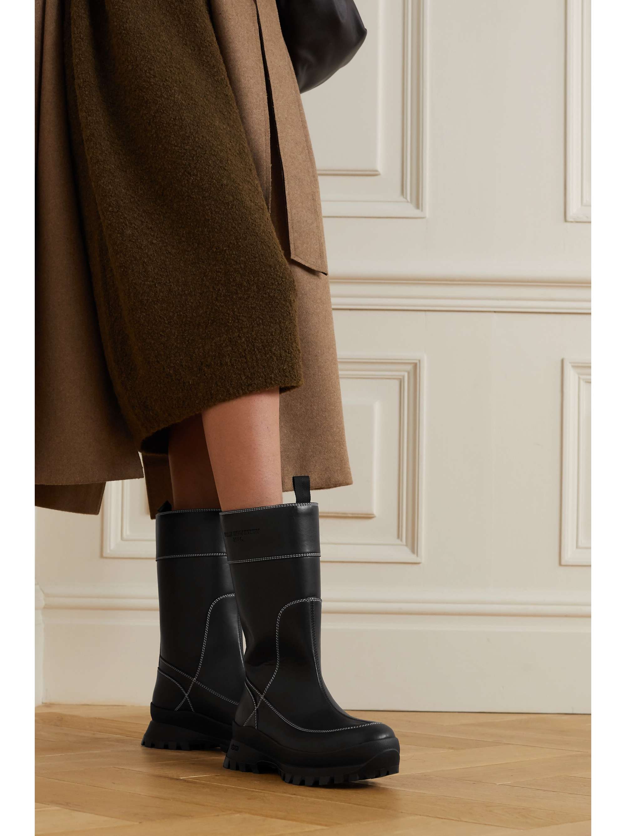 Trace faux shearling-lined vegetarian leather ankle boots