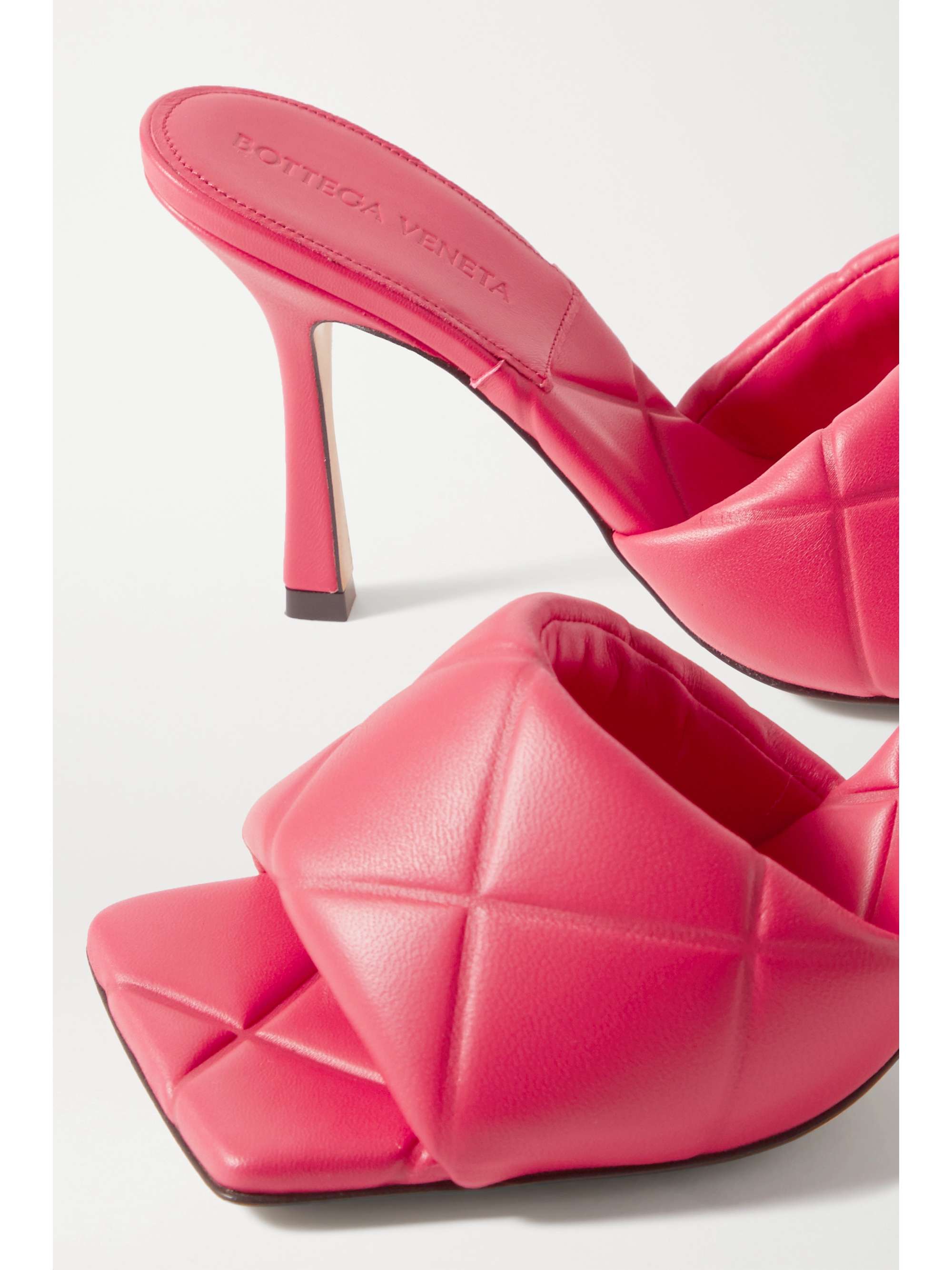 Pink Rubber Lido Debossed Leather Mules Bottega Veneta Net A Porter