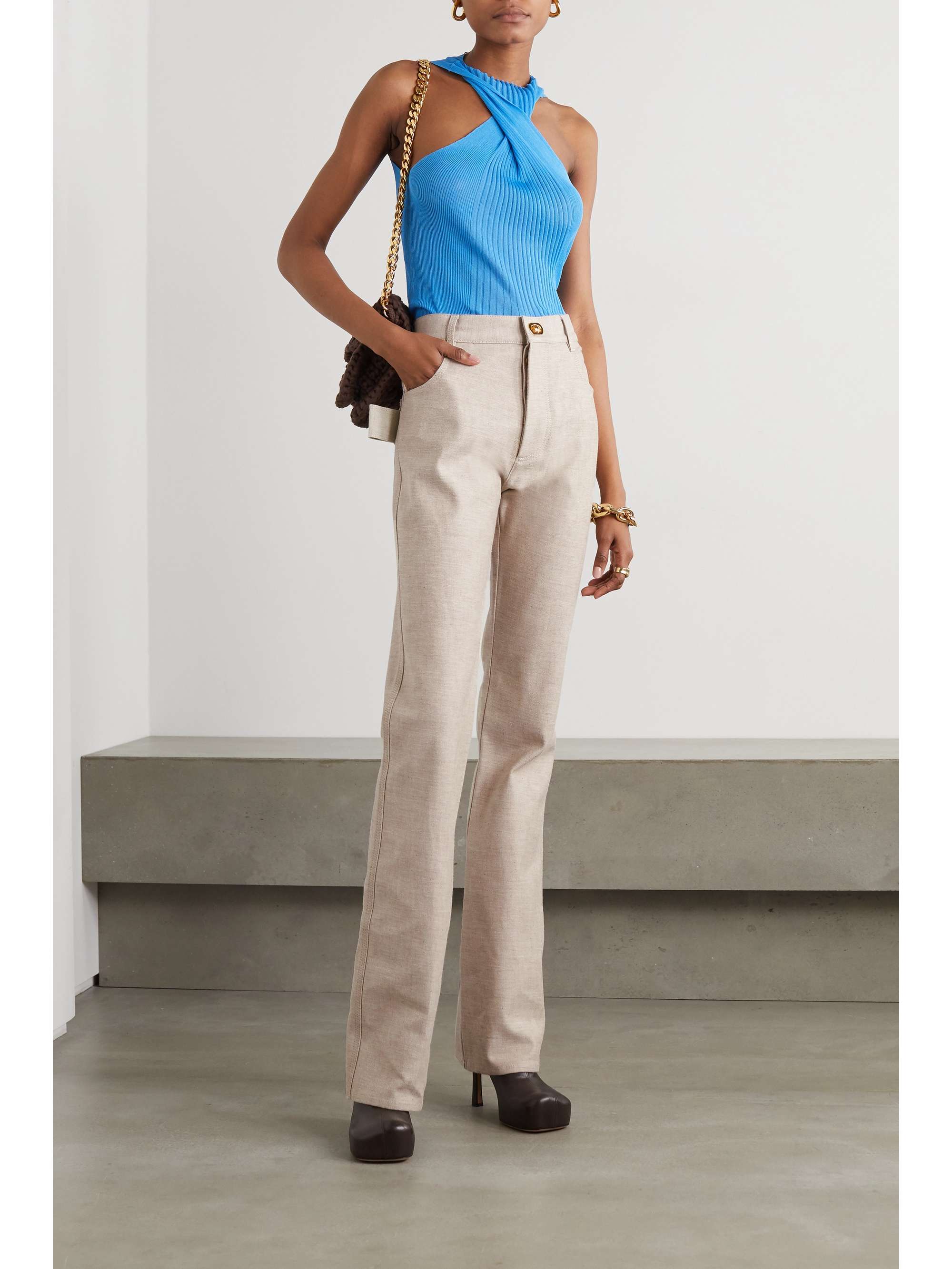 Beige High-rise straight-leg jeans | BOTTEGA VENETA | NET-A-PORTER