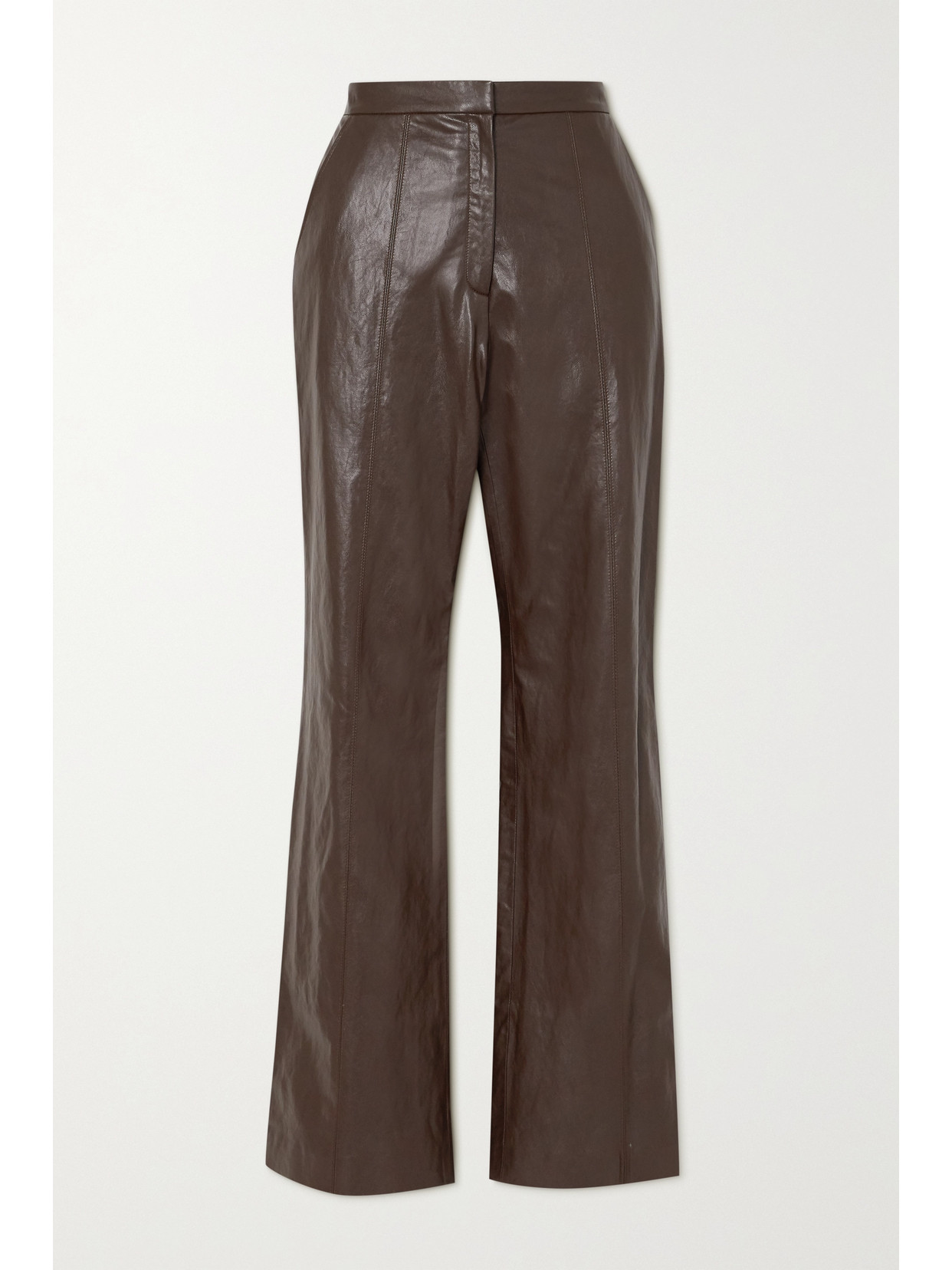 Lvir Brown Grained Faux-leather Pants In Brown