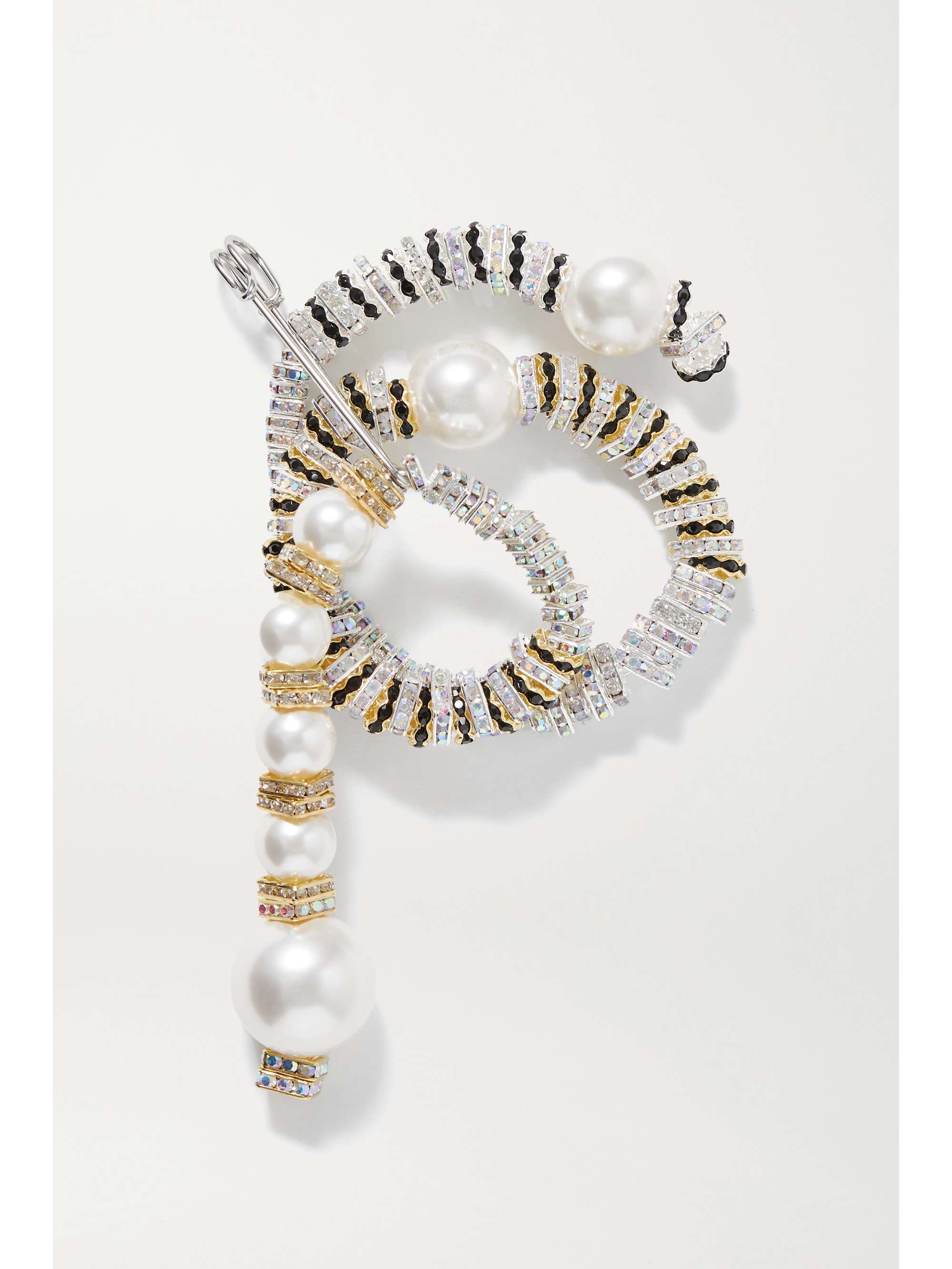 PEARL OCTOPUSS.Y Octopus gold and silver-plated, crystal and faux pearl brooch