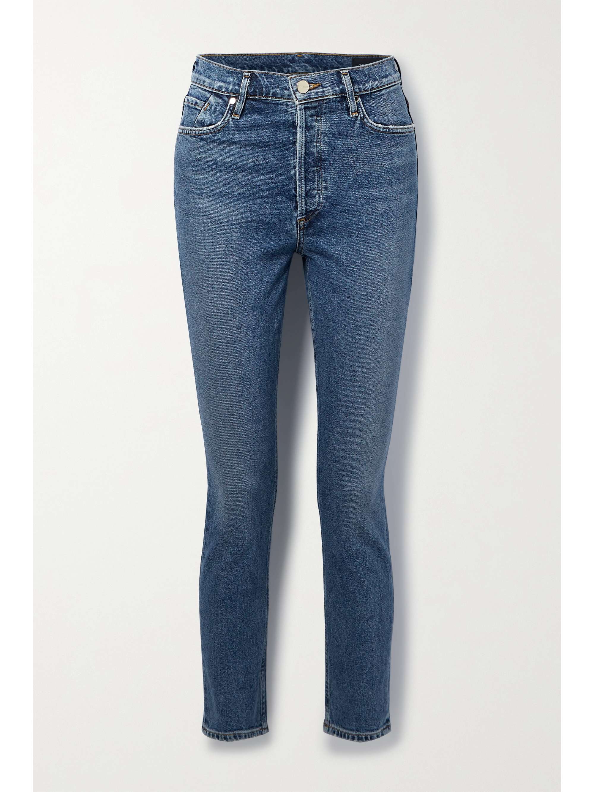 Mid denim High-rise slim-leg jeans 
