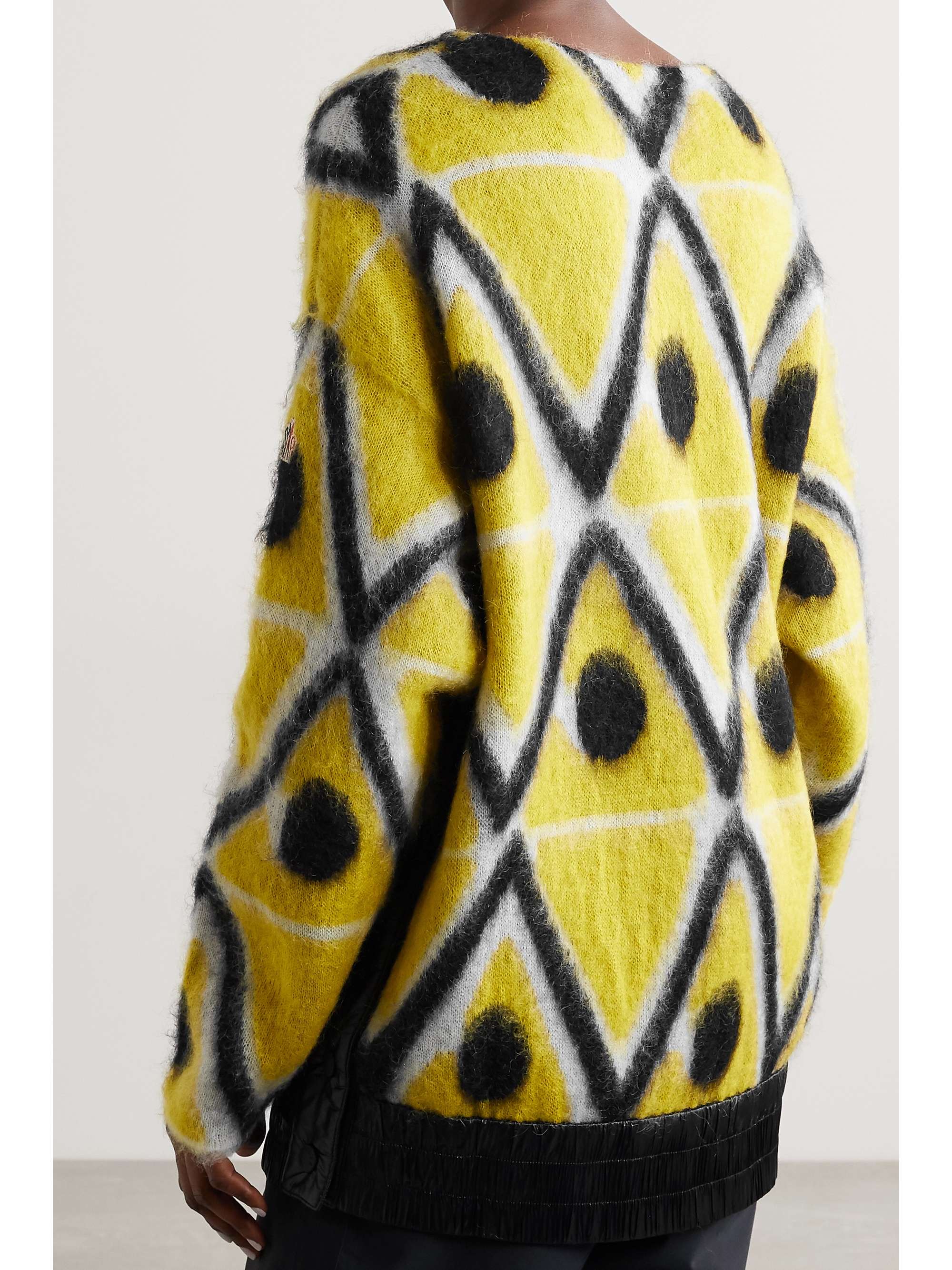 MONCLER GENIUS + 3 Moncler Grenoble oversized shell-trimmed jacquard-knit mohair-blend sweater