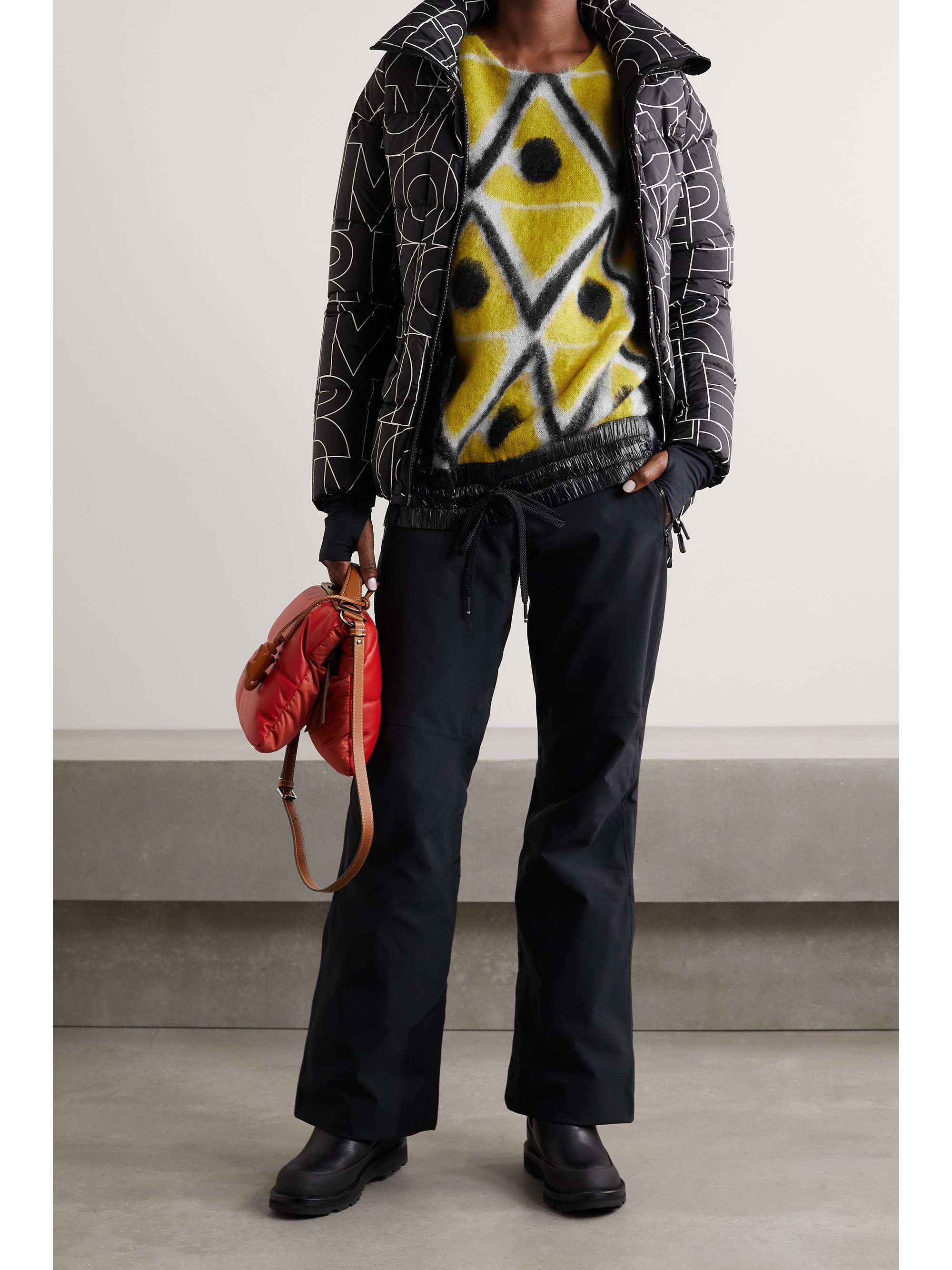 MONCLER GENIUS + 3 Moncler Grenoble oversized shell-trimmed jacquard-knit mohair-blend sweater
