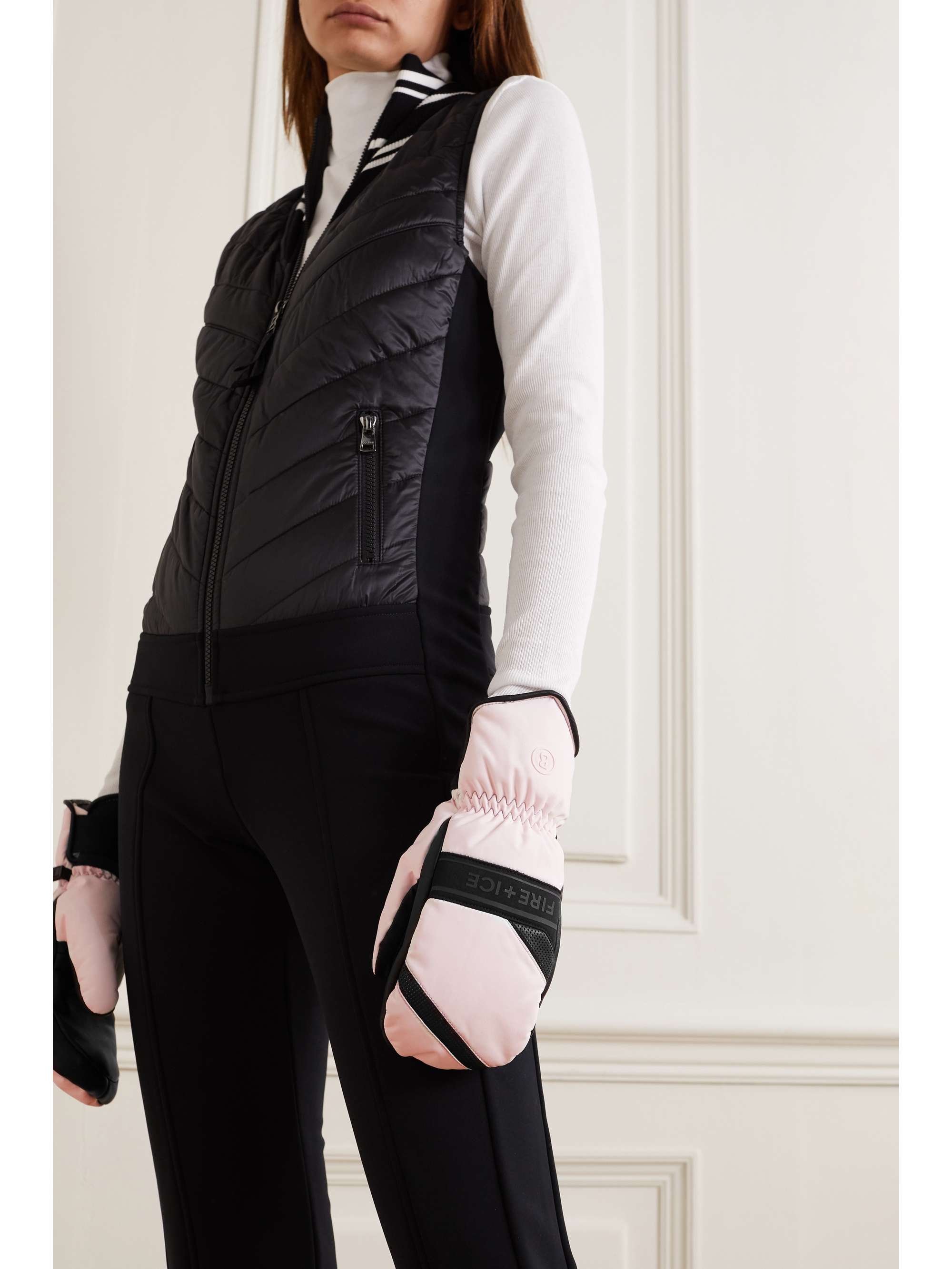 BOGNER FIRE+ICE Palina shearling-lined padded leather and shell ski mittens