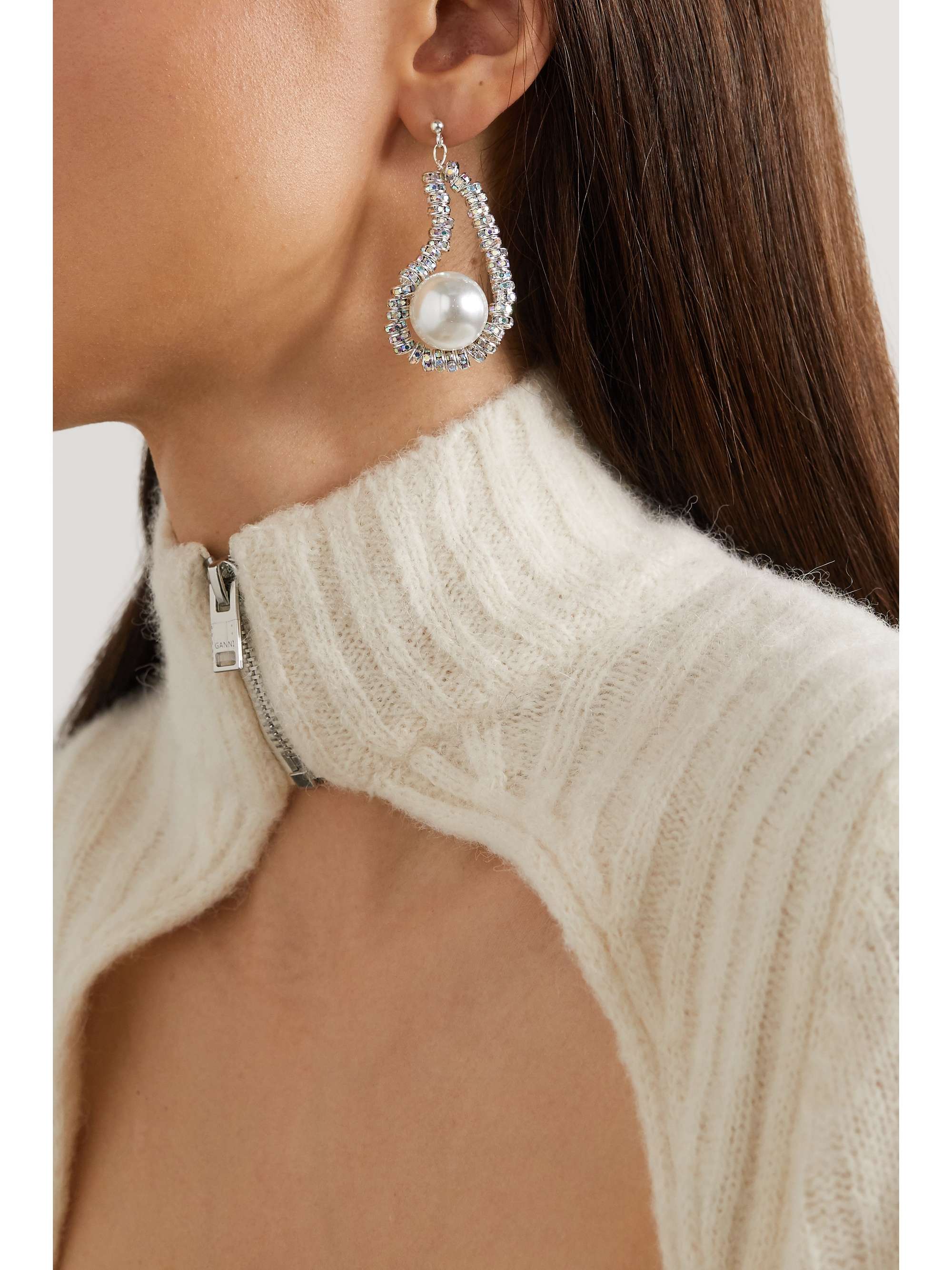 PEARL OCTOPUSS.Y Mini Oysters silver-plated, crystal and faux pearl earrings