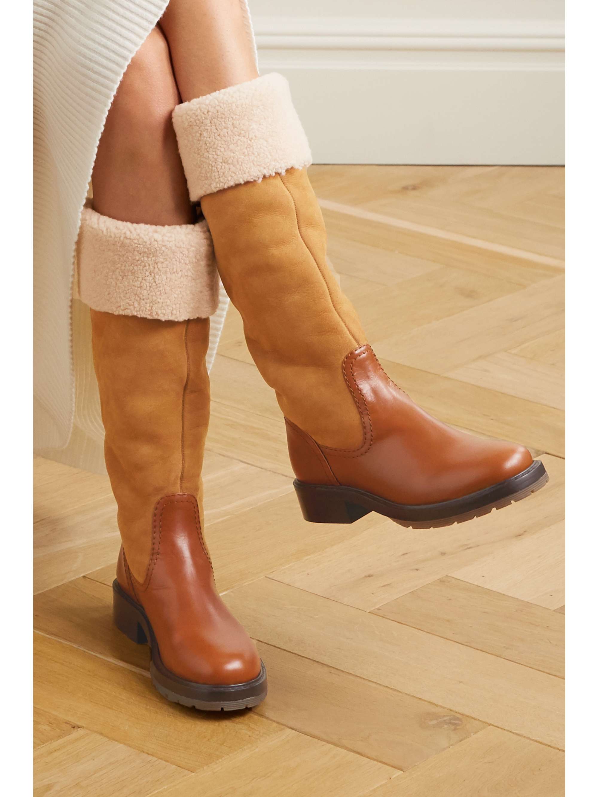brown shearling boots