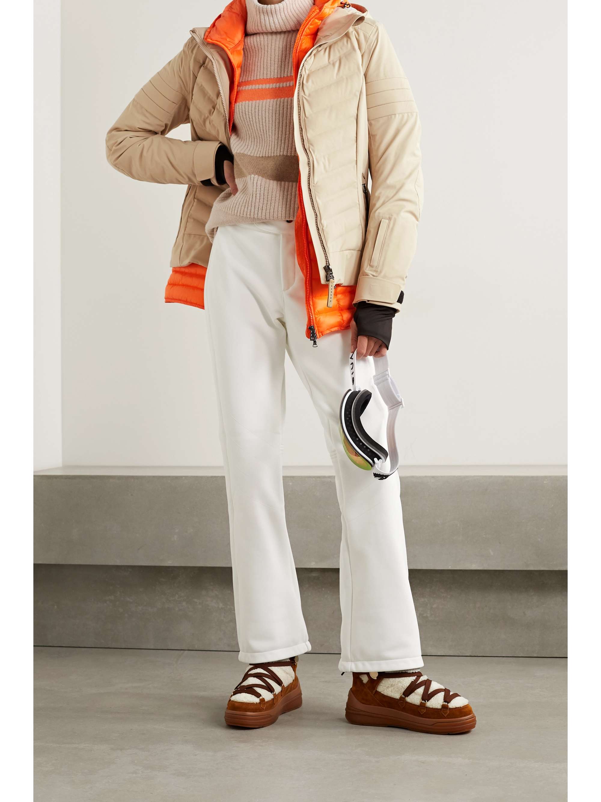 Beige Rikela hooded layered quilted ski 