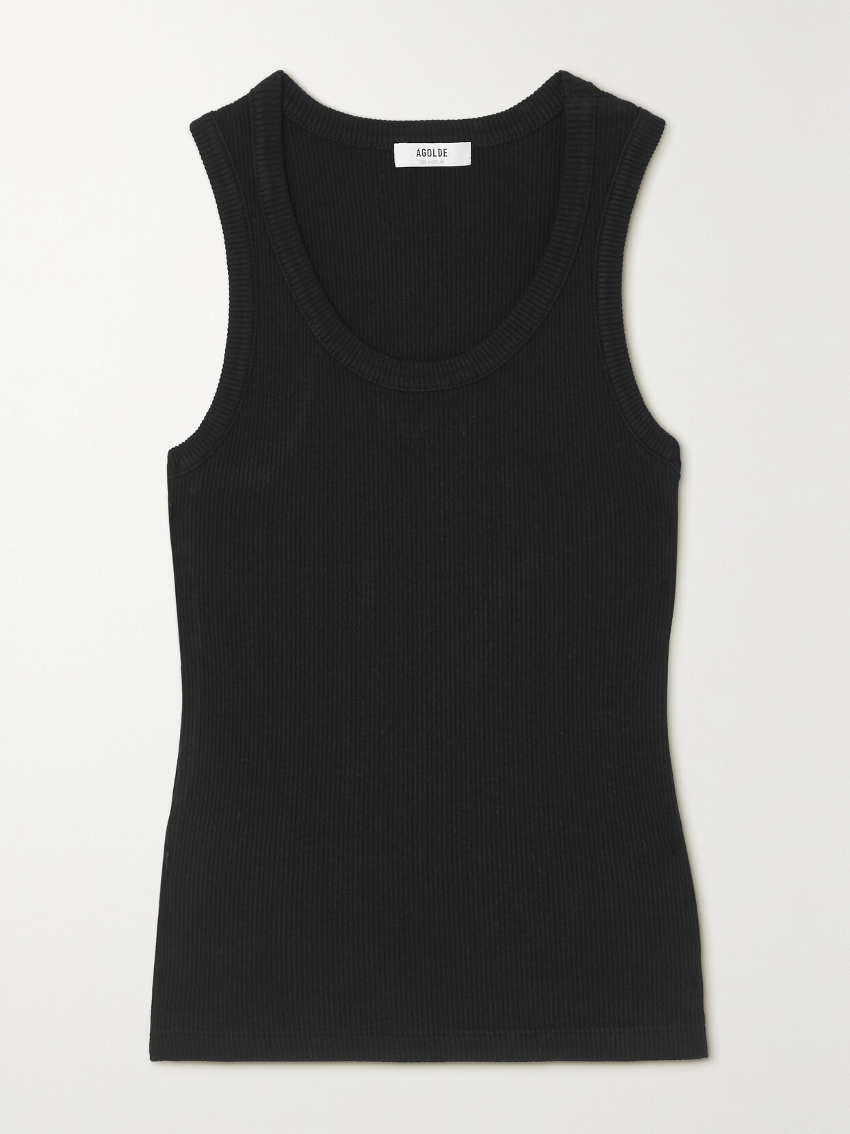 AGOLDE Poppy Ribbed Stretch Organic Cotton And Tencel-blend Jersey Tank - Black