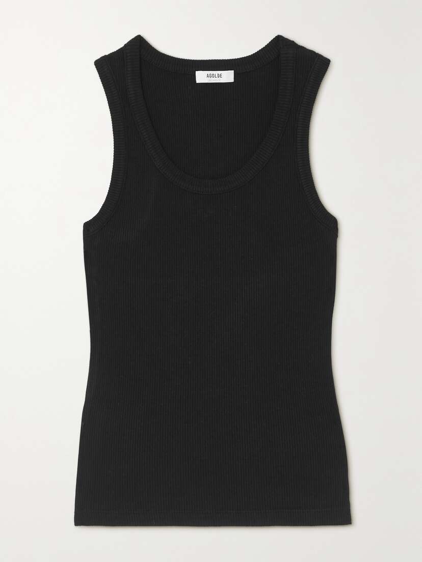 AGOLDE Poppy Ribbed Stretch Organic Cotton And Tencel-blend Jersey Tank