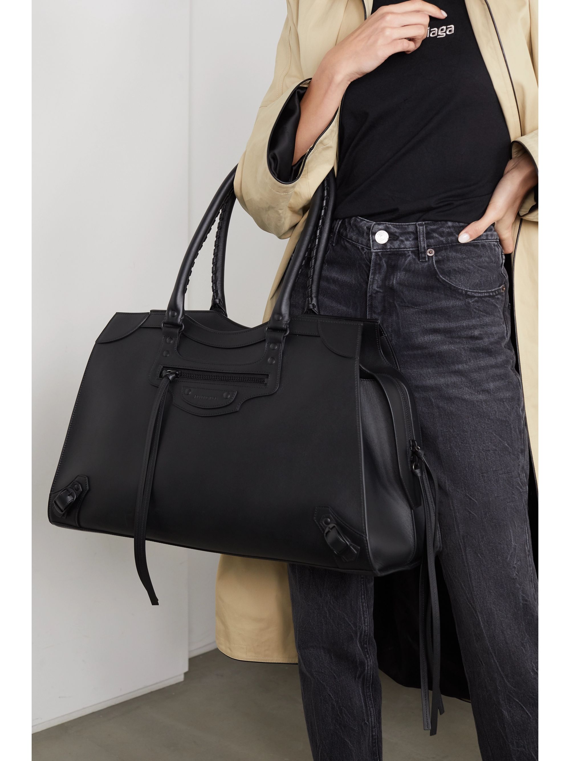 balenciaga black leather tote