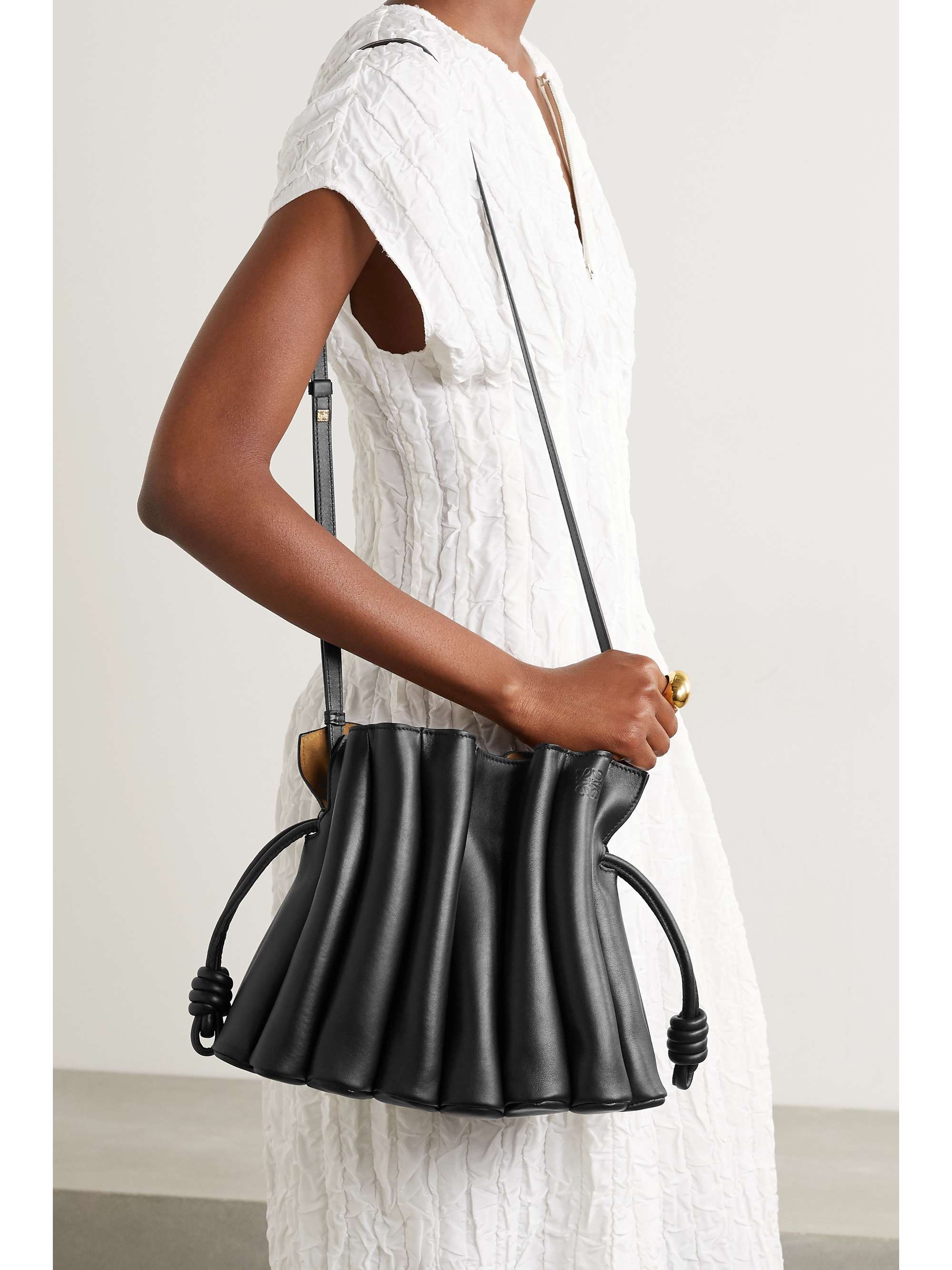 LOEWE Flamenco Ondas pleated leather clutch