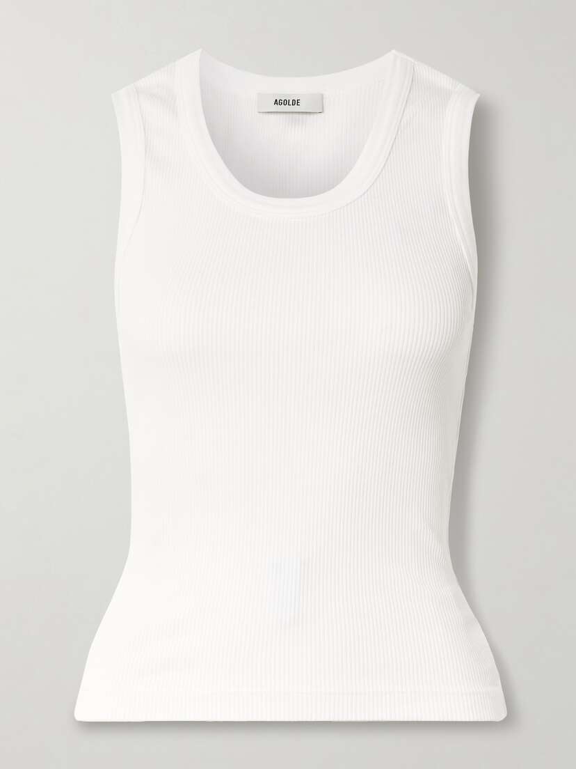 AGOLDE Poppy Ribbed Stretch Organic Cotton And Lyocell-blend Jersey Tank