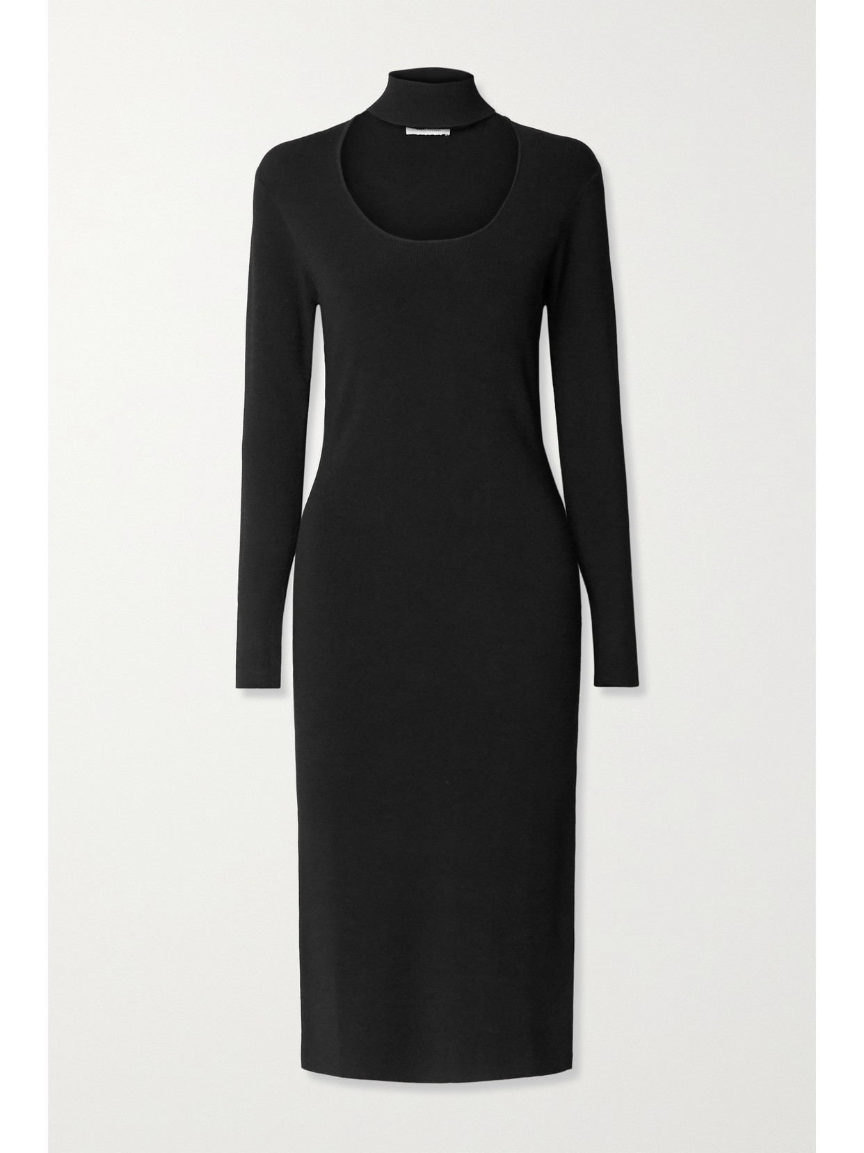 NINETY PERCENT + NET SUSTAIN CUTOUT STRETCH-KNIT TURTLENECK MIDI DRESS