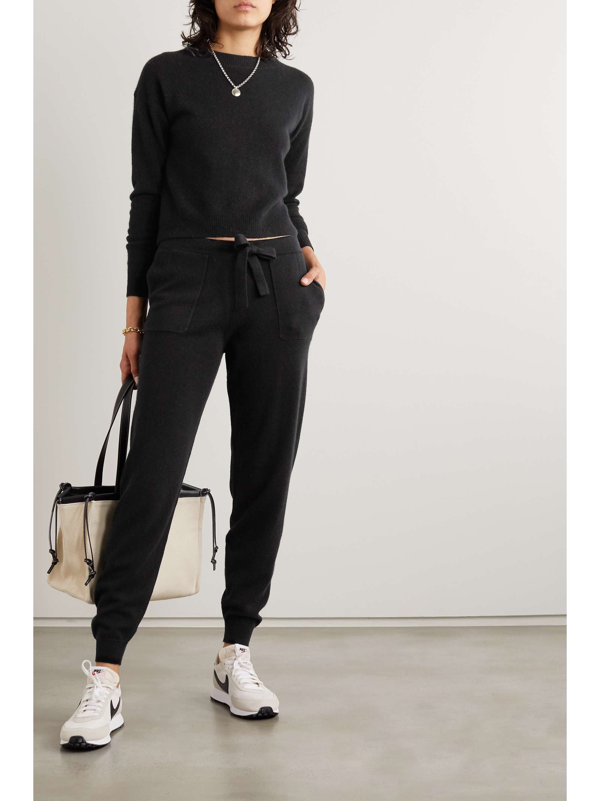 Wool and cashmere-blend sweater and track pants set