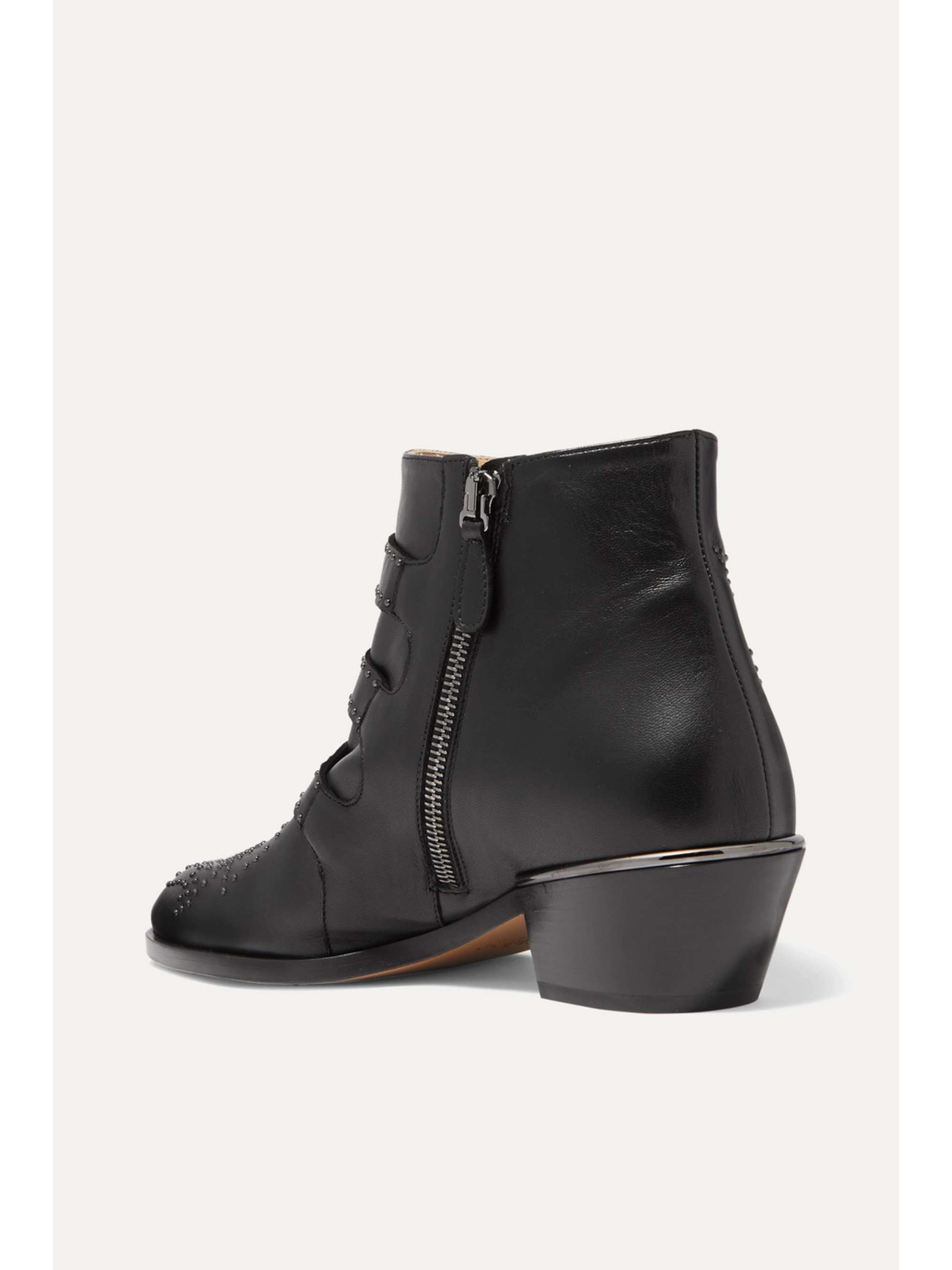 CHLOÉ + NET SUSTAIN Susanna studded leather ankle boots