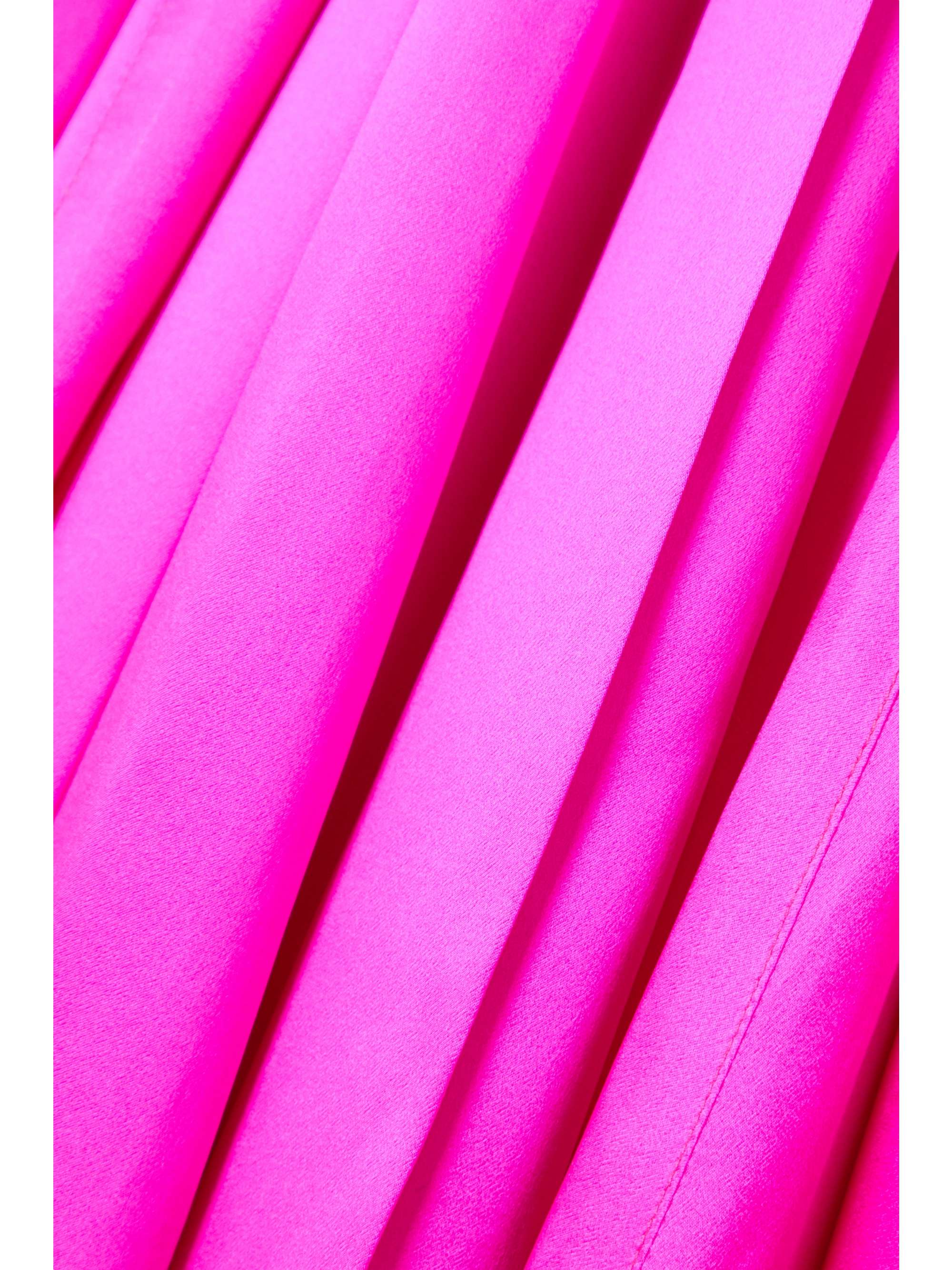 CHRISTOPHER JOHN ROGERS Tie-detailed pintucked neon silk-charmeuse dress