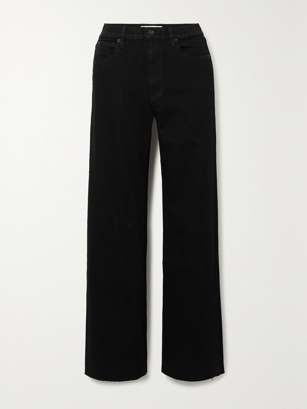 Shop Slvrlake + Net Sustain Grace Frayed High-rise Wide-leg Organic Jeans In Black