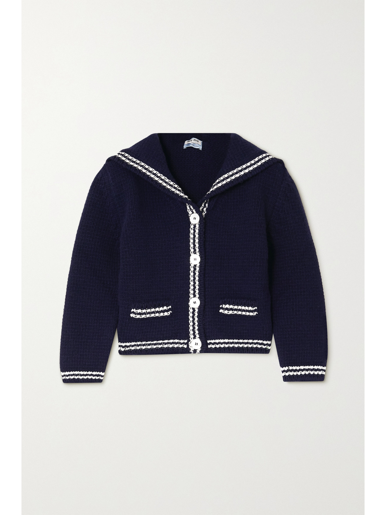 Miu Miu Cropped Intarsia Wool Cardigan 