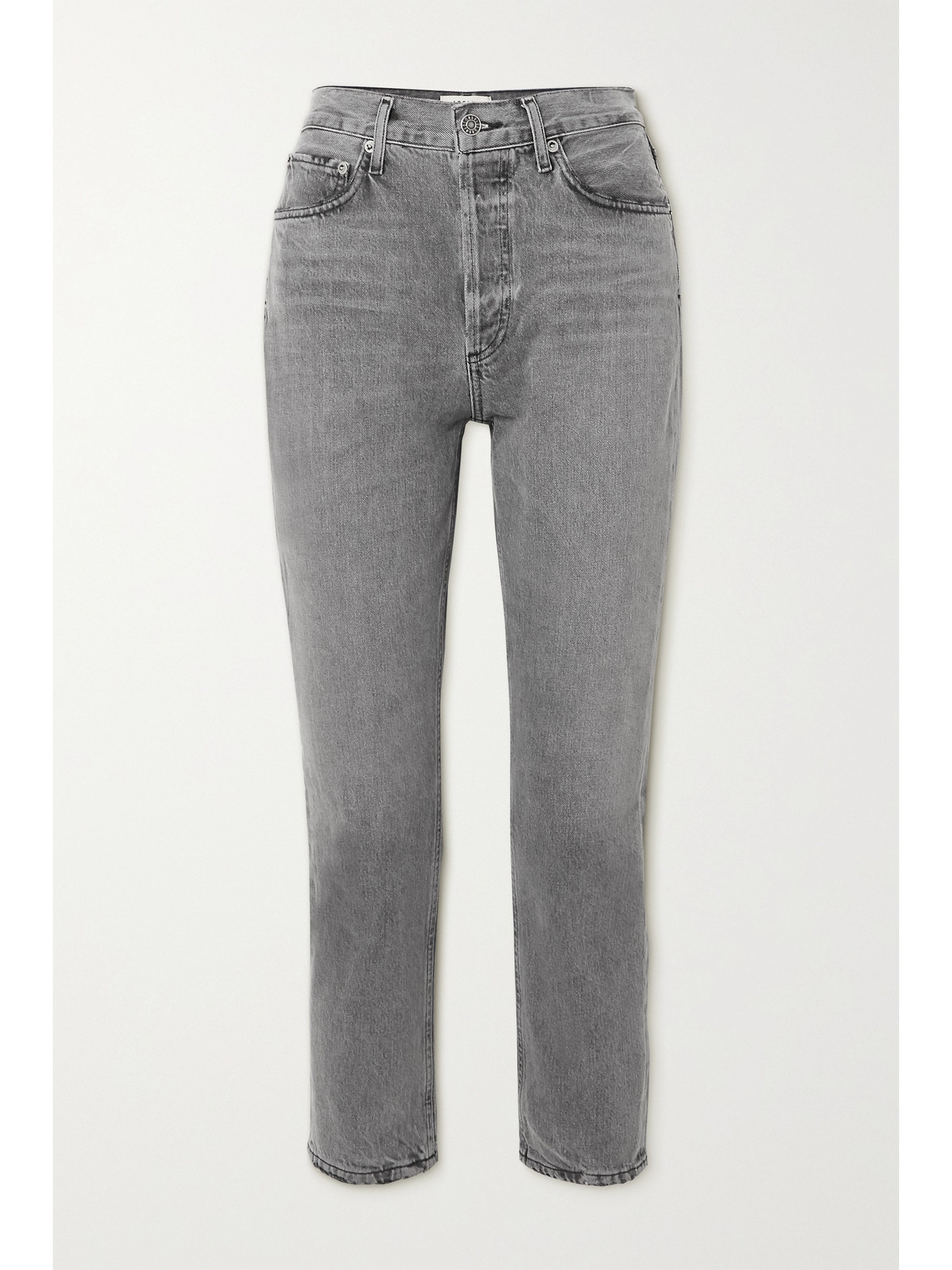 Agolde Riley High-rise Straight Cropped Jeans In Gray