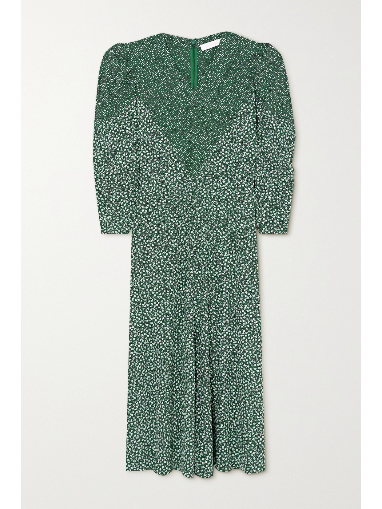 See By Chlo Paneled Printed Crepe Maxi Dress In Green | ModeSens
