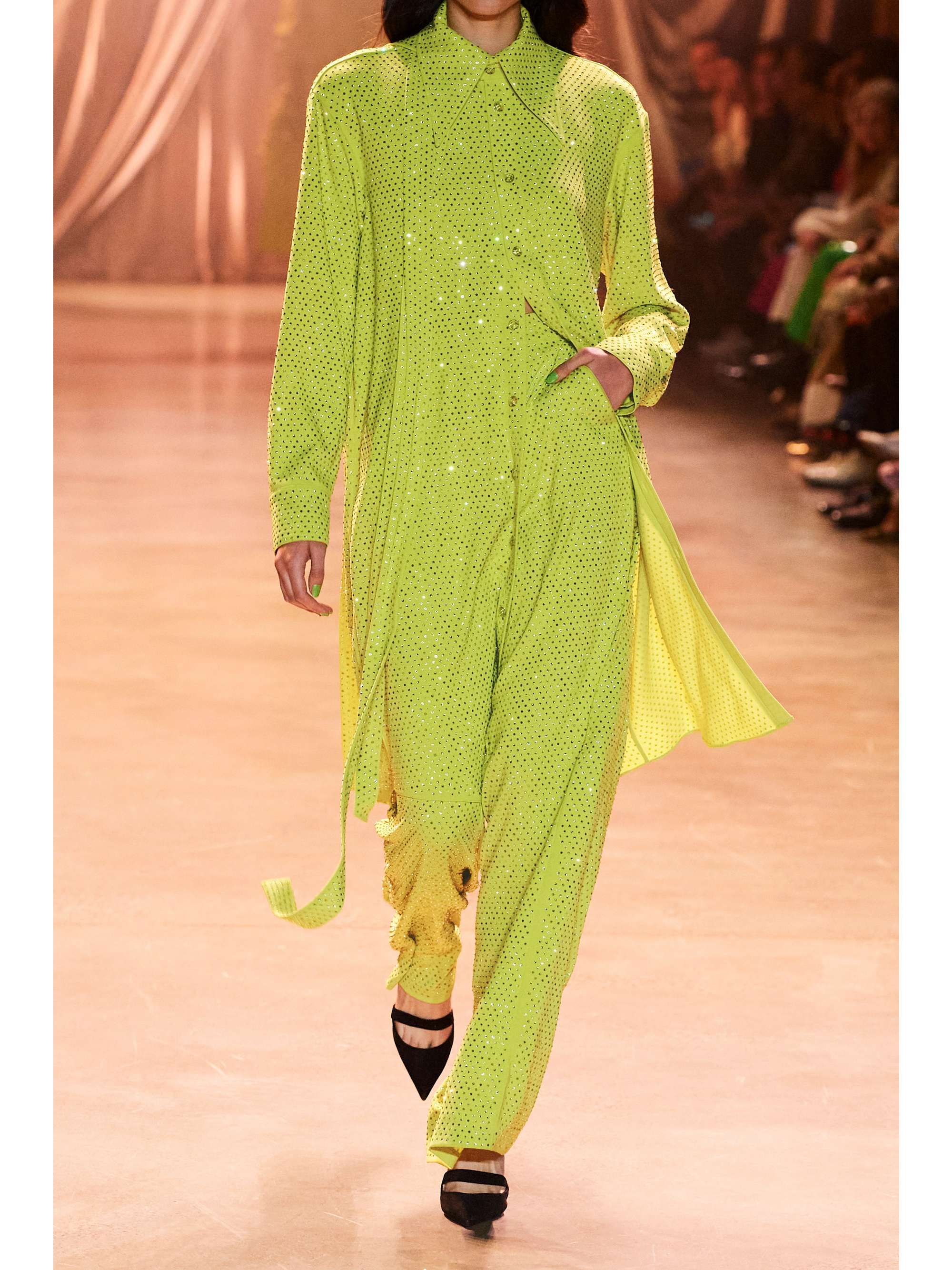 CHRISTOPHER JOHN ROGERS Belted crystal-embellished crepe midi shirt dress
