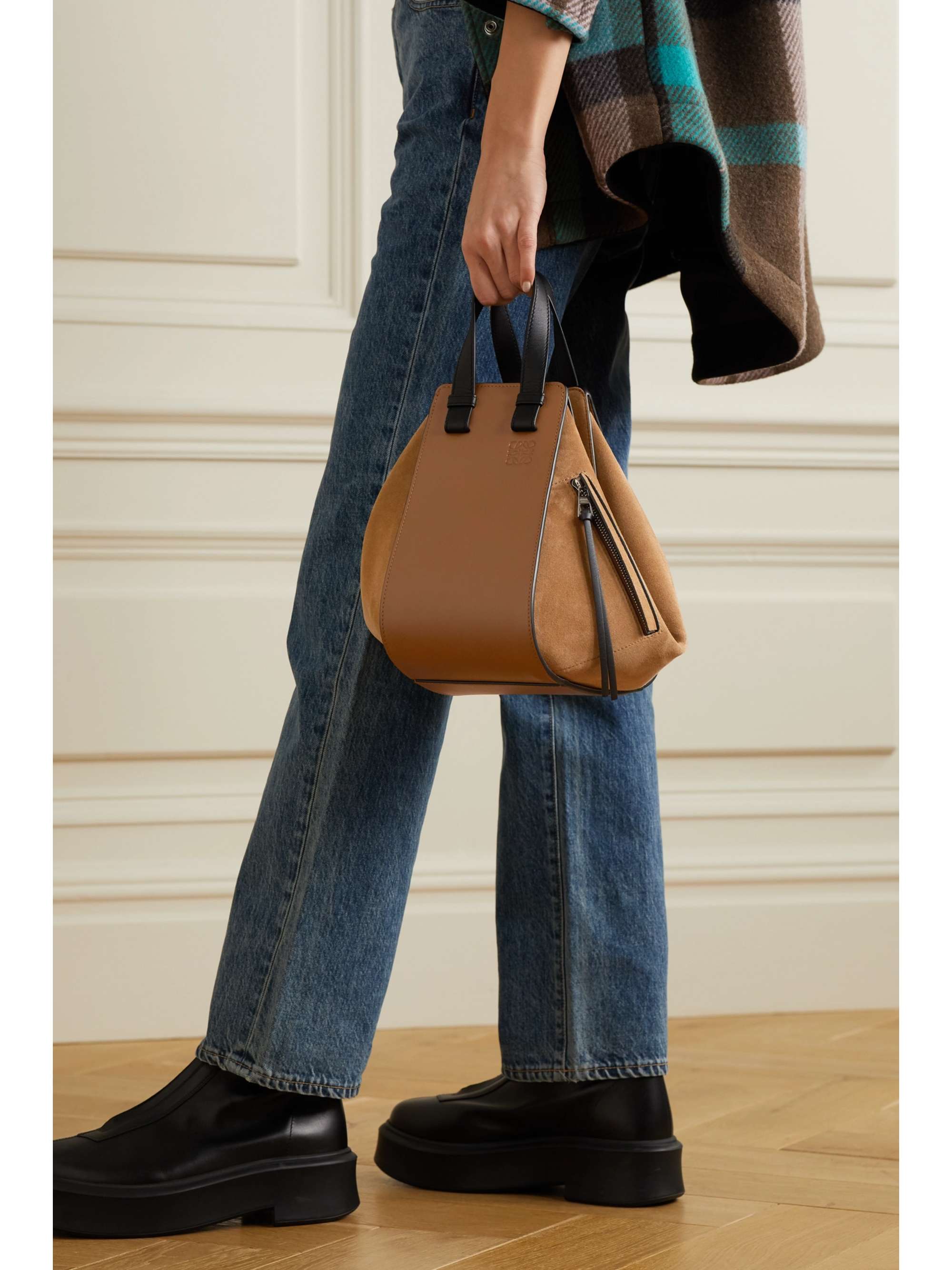 LOEWE Hammock small paneled leather and suede tote