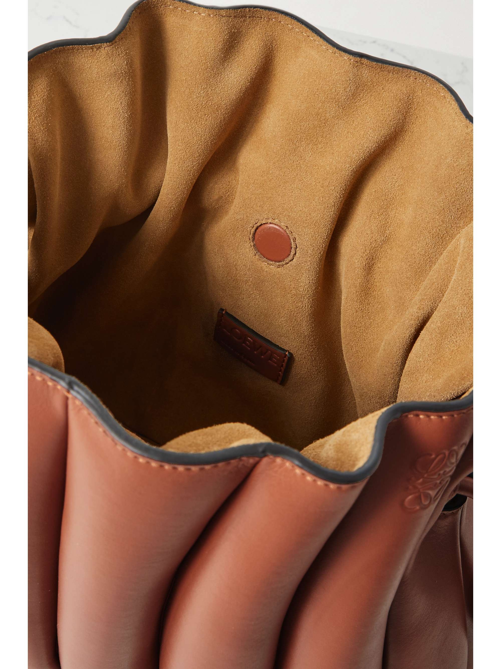 LOEWE Flamenco Ondas pleated leather clutch