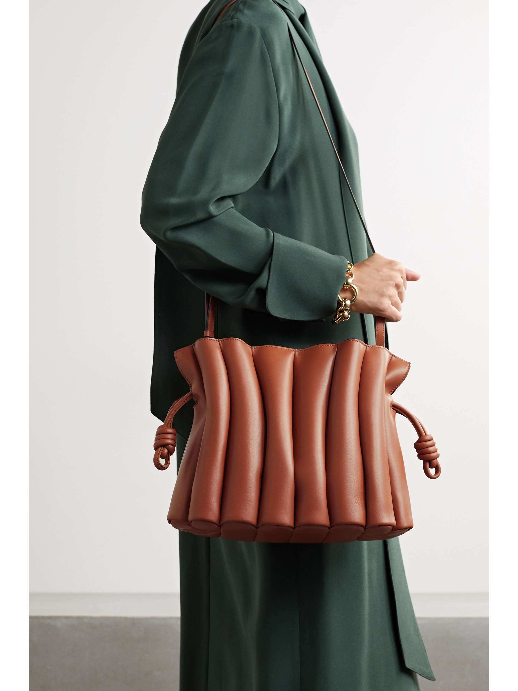 LOEWE Flamenco Ondas pleated leather clutch