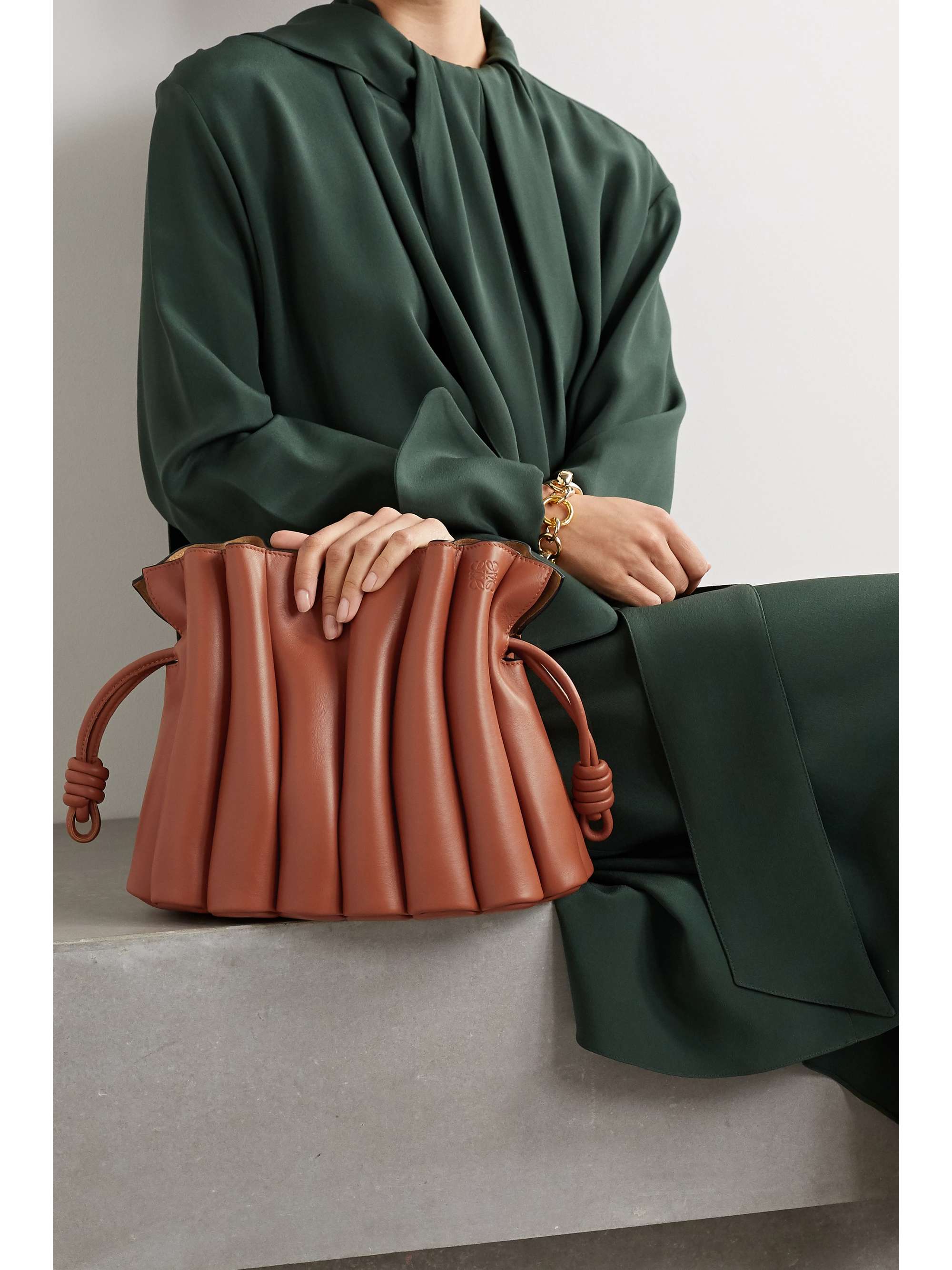 LOEWE Flamenco Ondas pleated leather clutch