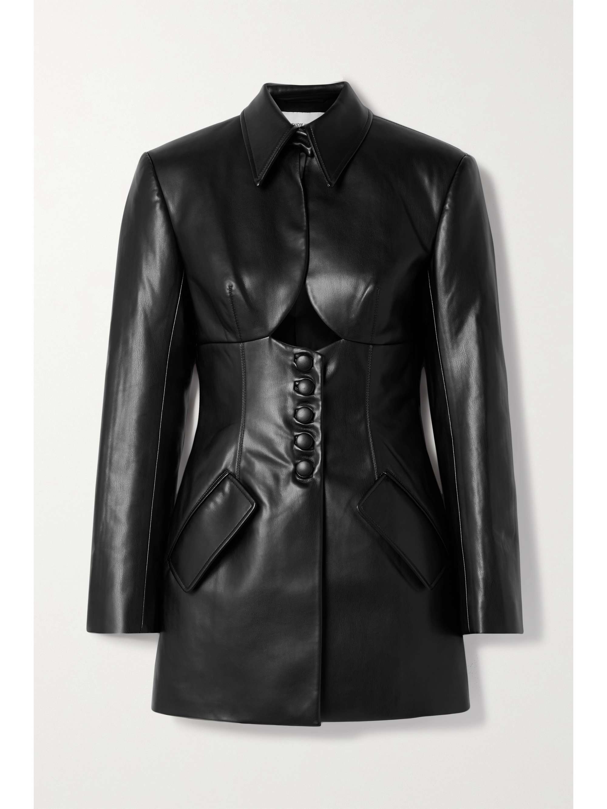 ALEKSANDRE AKHALKATSISHVILI Cutout faux leather mini dress