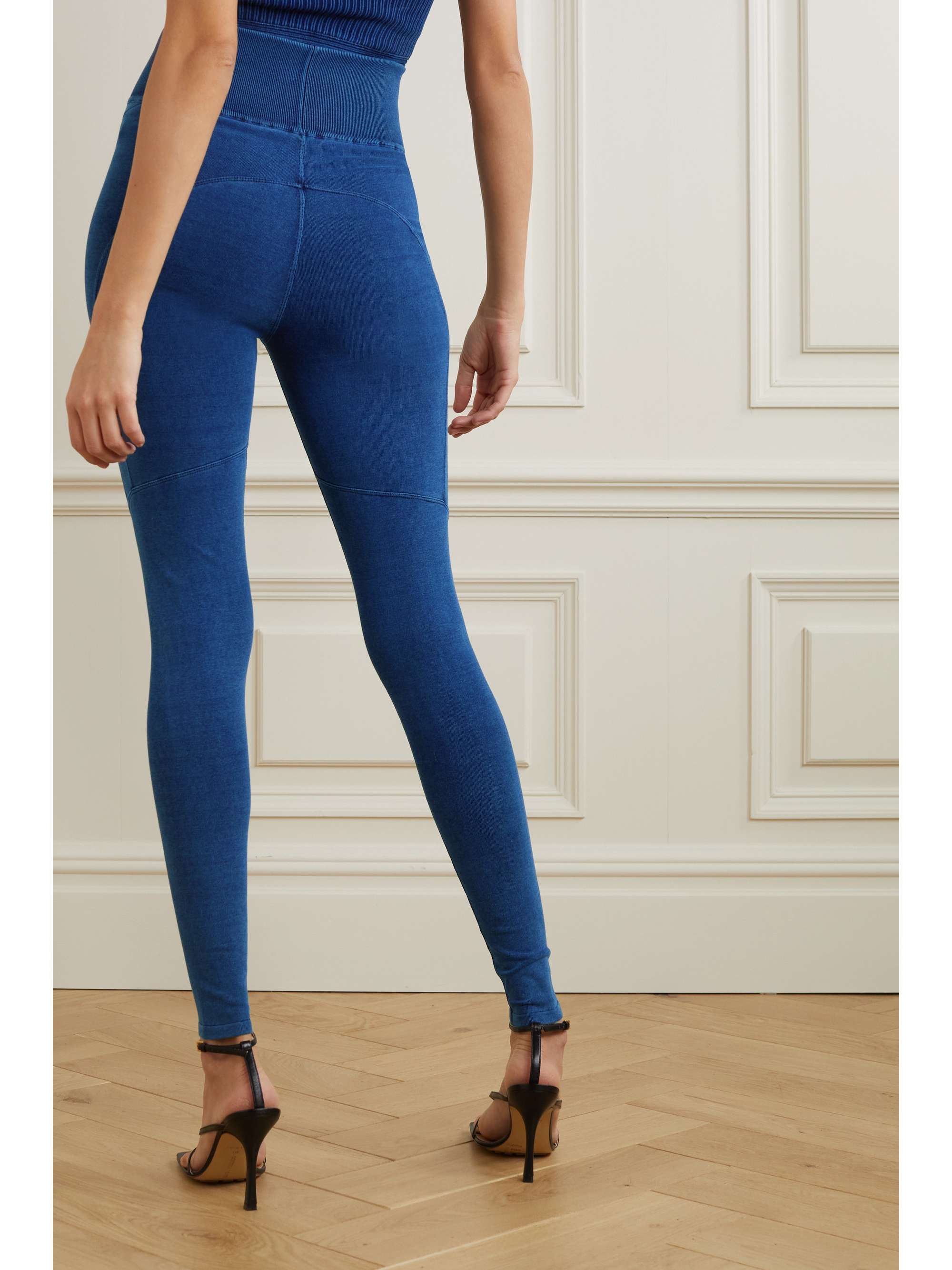 ALAÏA Paneled cotton-blend jersey leggings