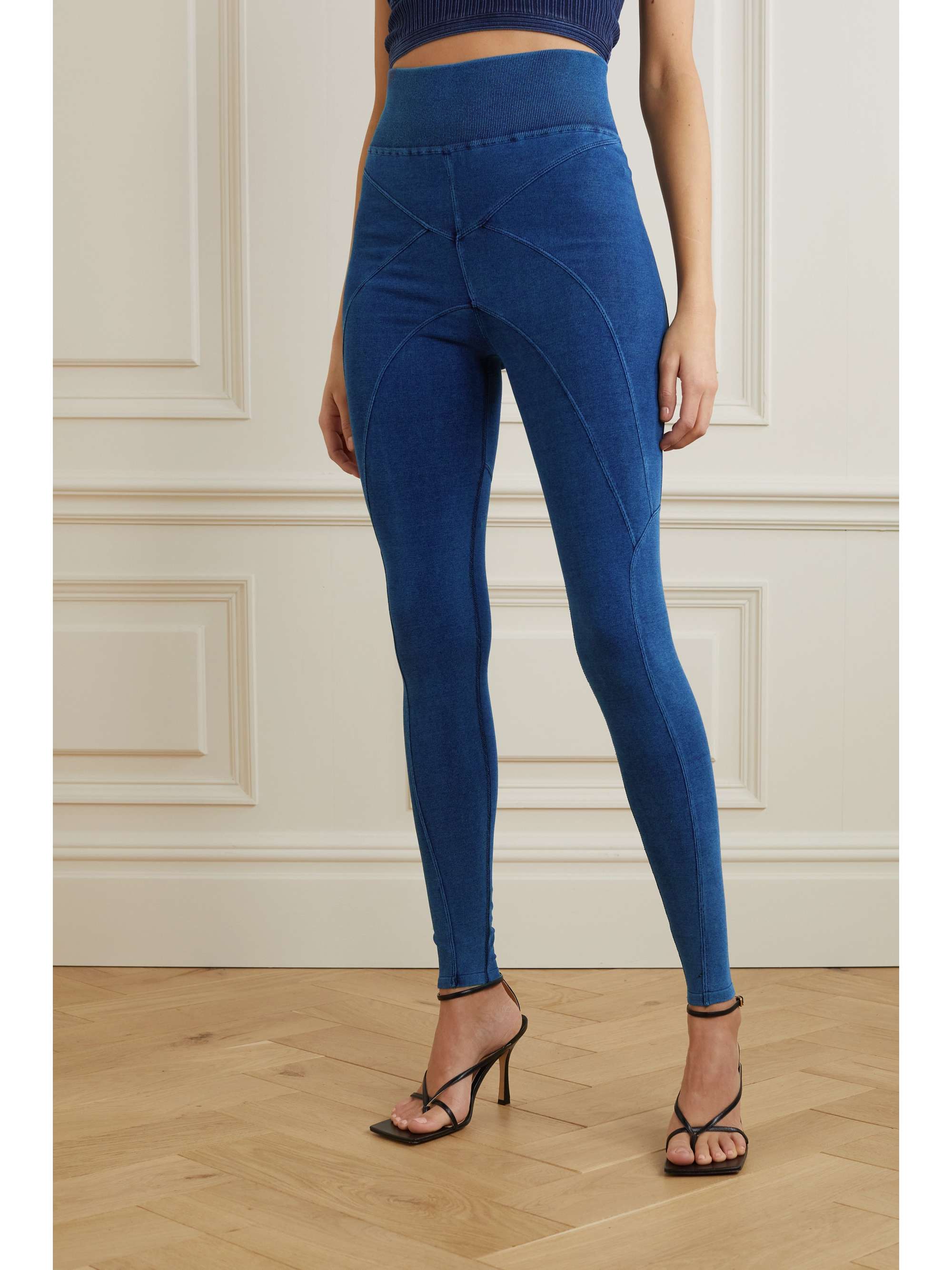 ALAÏA Paneled cotton-blend jersey leggings