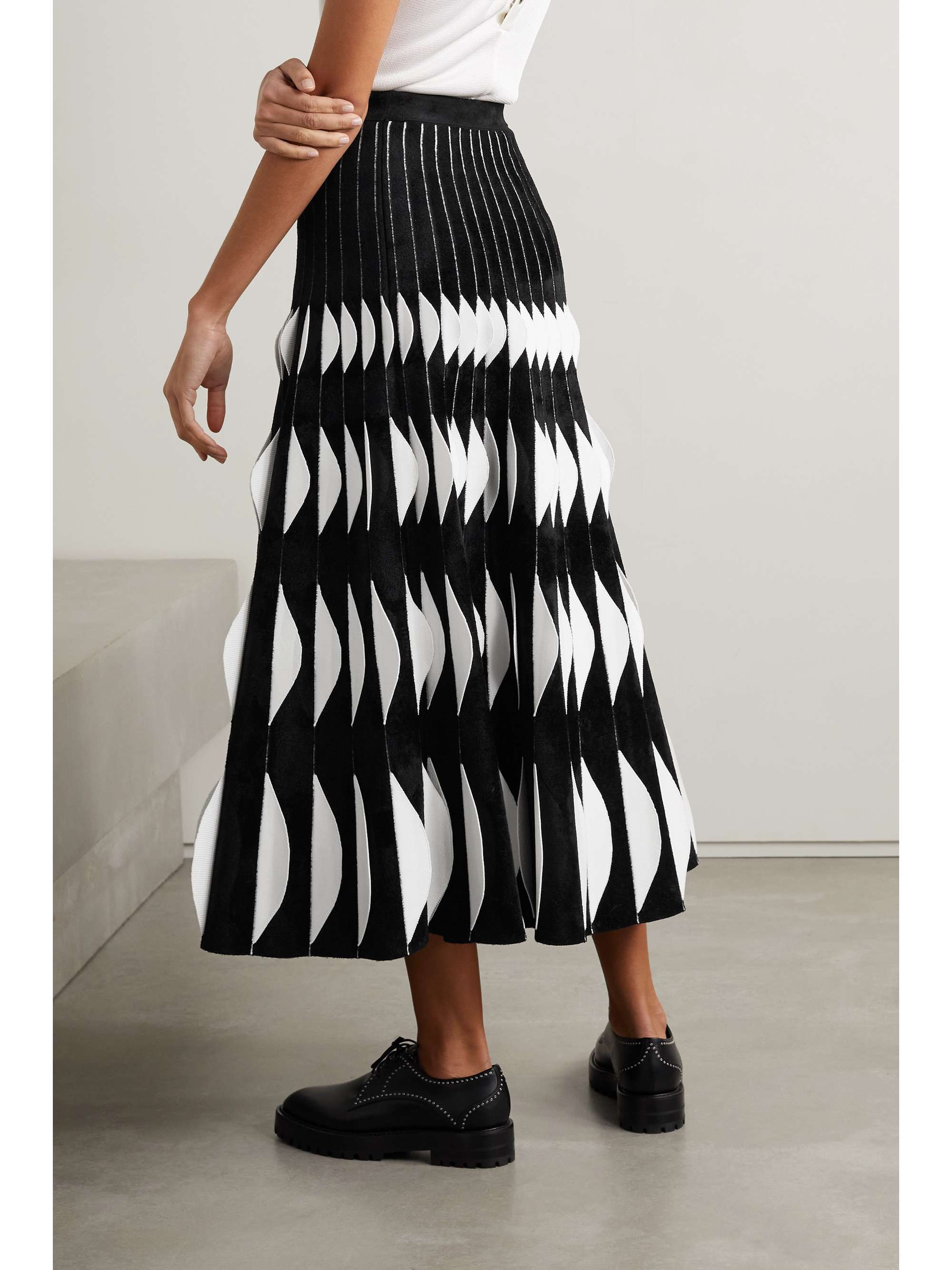 Alaïa - Pleated Velour and Stretch-knit Midi Skirt - Black - FR34 - Net A Porter