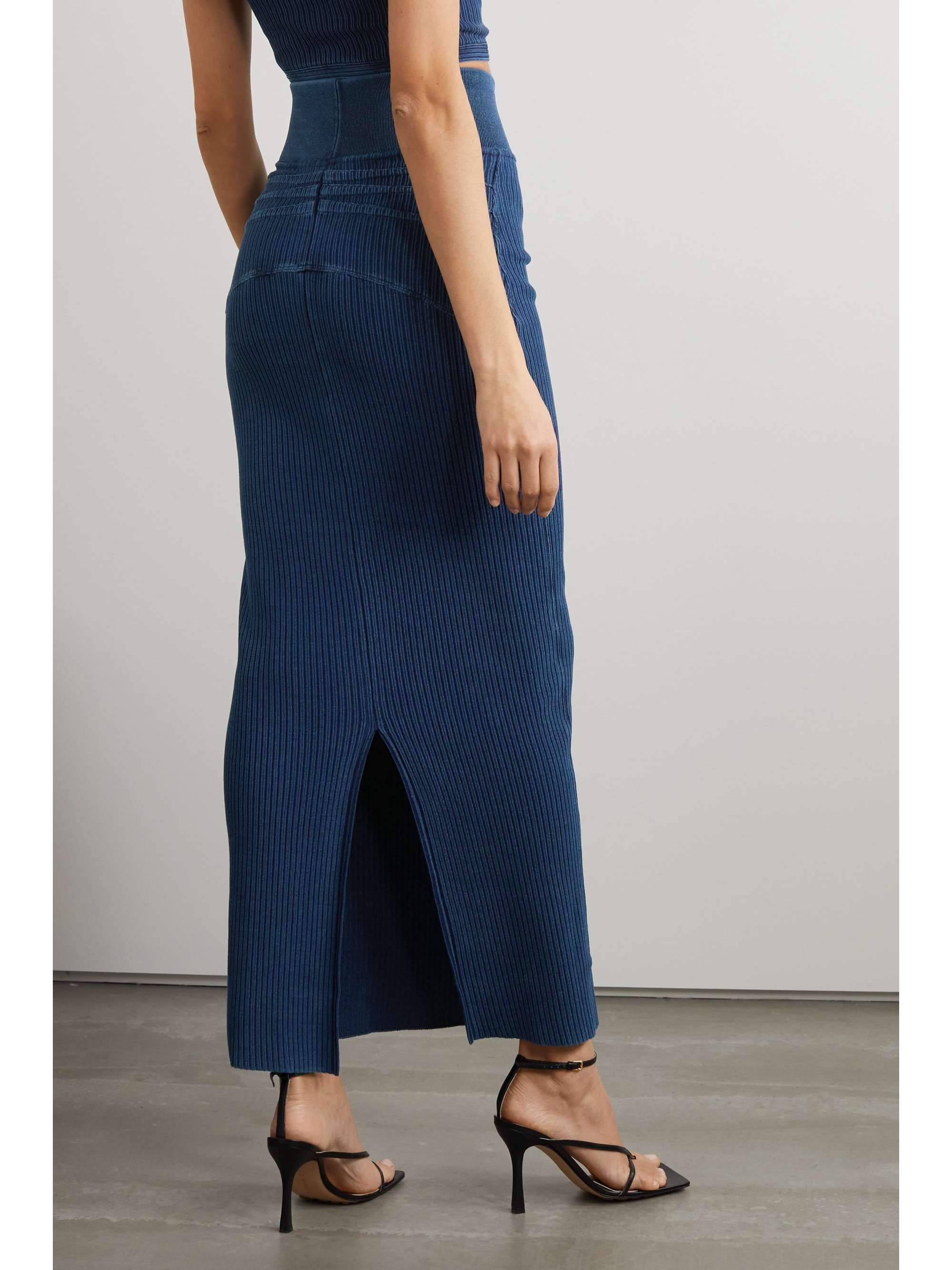 ALAÏA Ribbed cotton-blend maxi skirt