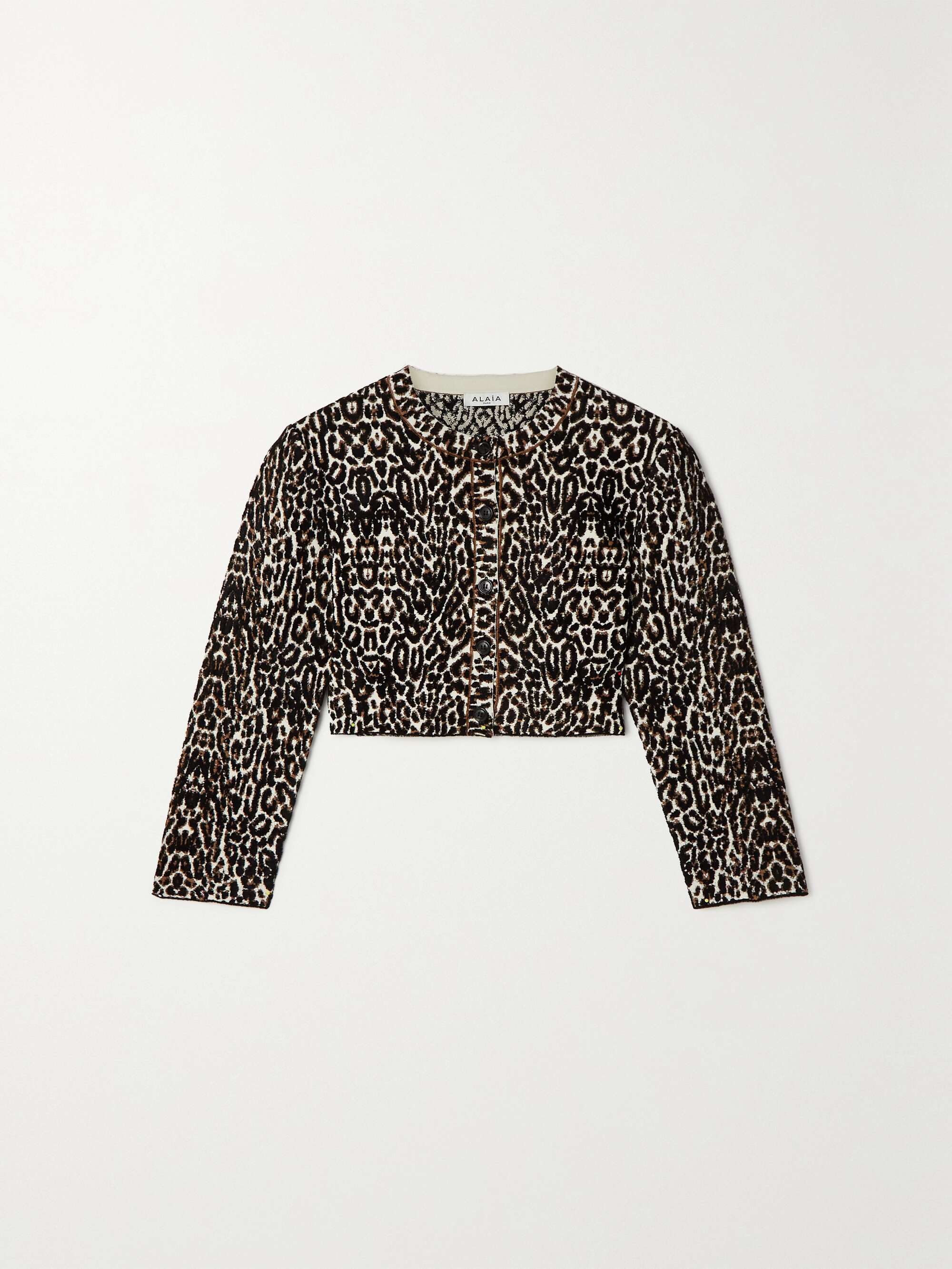 leopard cropped cardigan